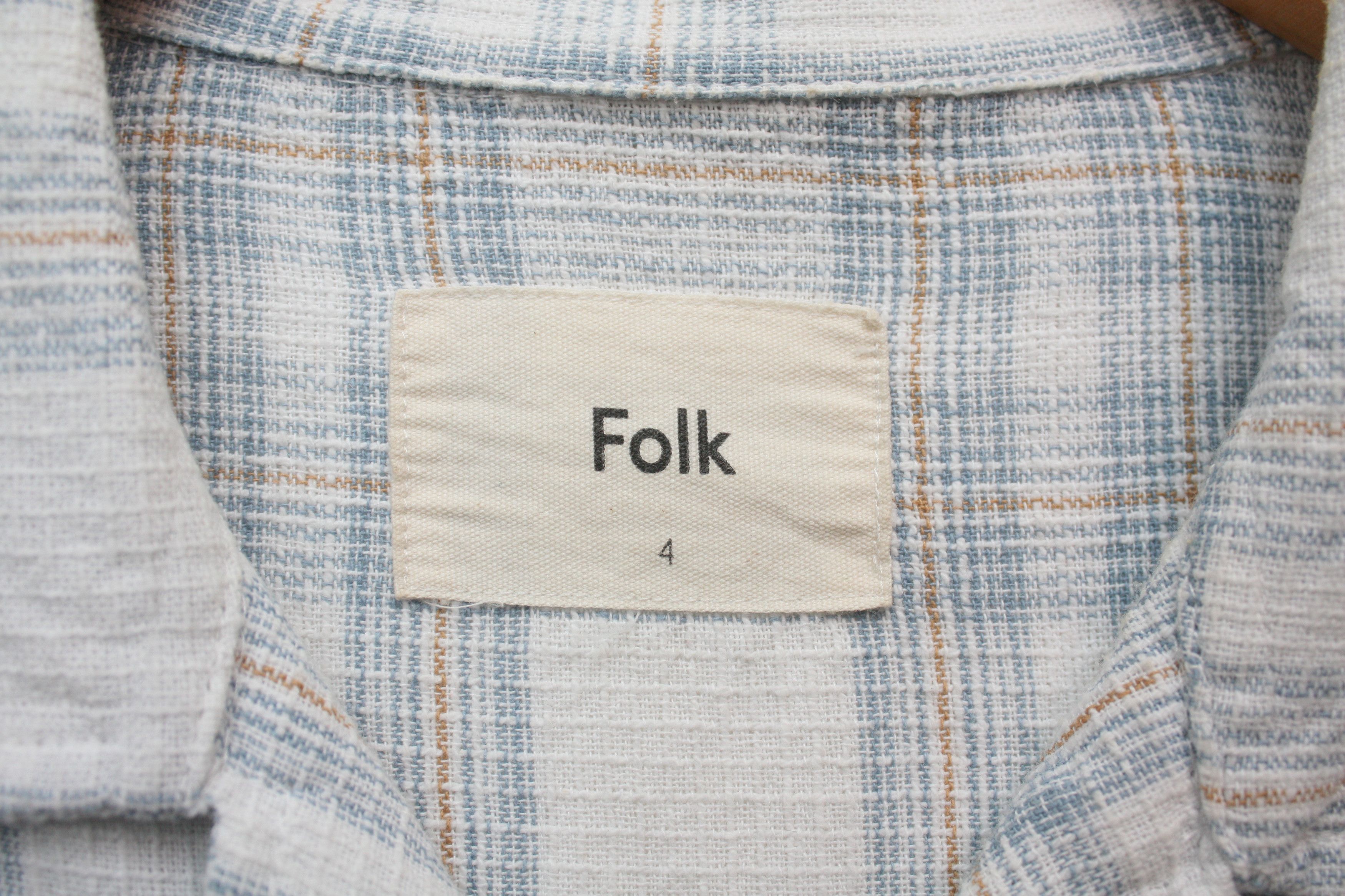 Folk Folk Linen White Blue Checkered Short Sleeve Shirt Size US L / EU 52-54 / 3 - 4 Thumbnail