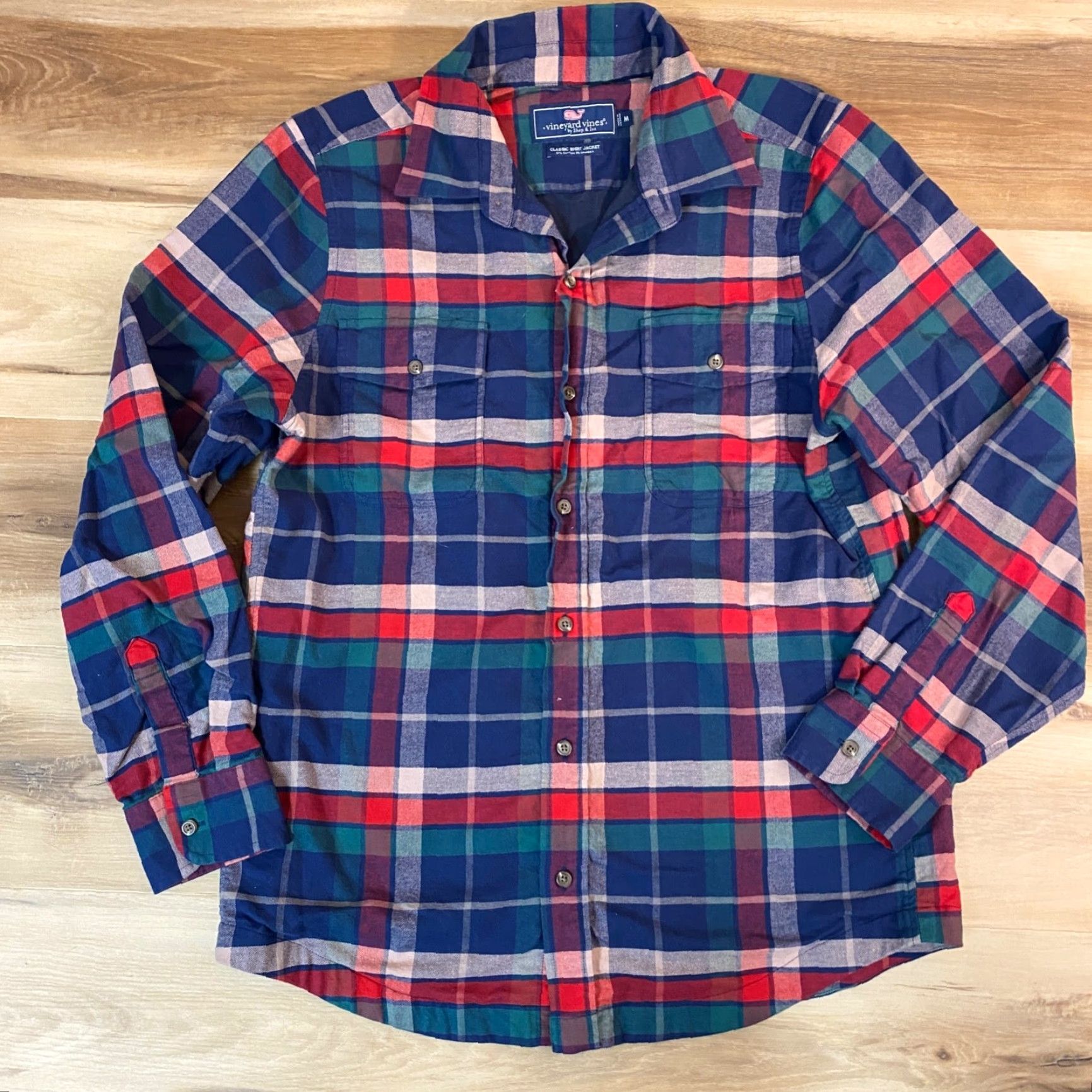 Vineyard Vines Vineyard Vines Shirt Jacket Mens Medium Blue Red Plaid Lined Crosby Shirt Size US M / EU 48-50 / 2 - 2 Thumbnail