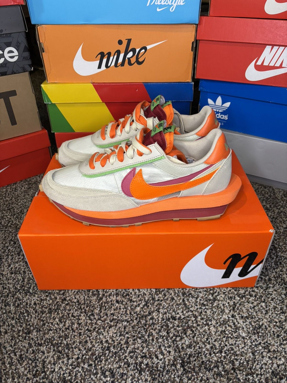CLOT × Nike × Sacai Sacai X Clot X Nike LDWaffle ‘net orange’ Size US 11 / EU 44 - 1 Thumbnail