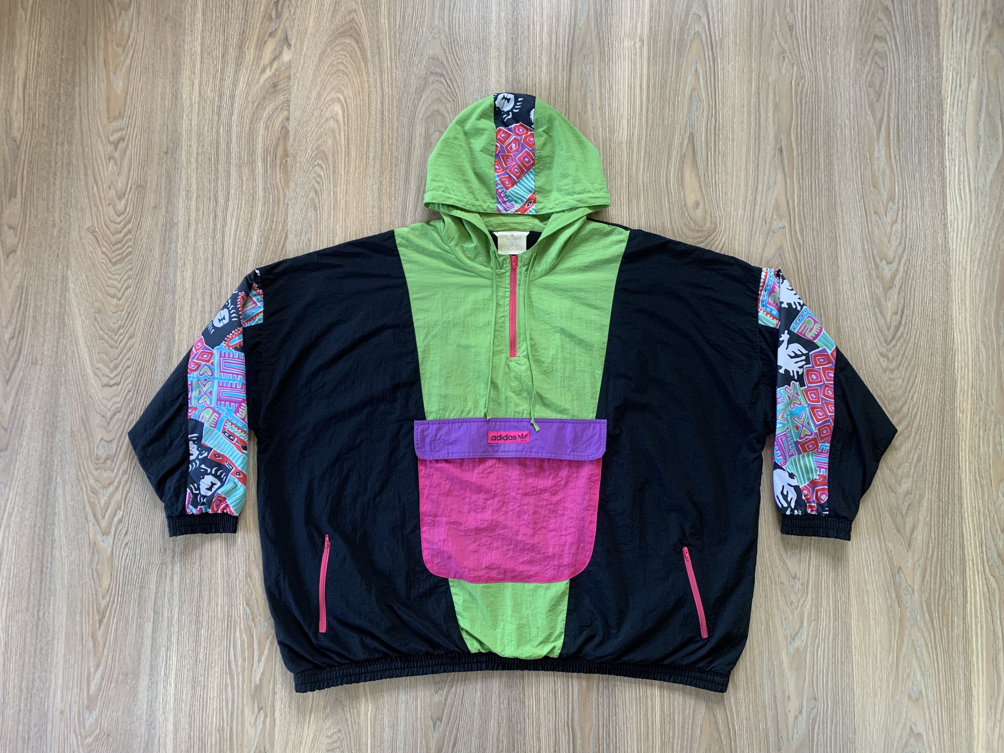 Rare Adidas Vintage Oversized Multicolored Anorak Jacket