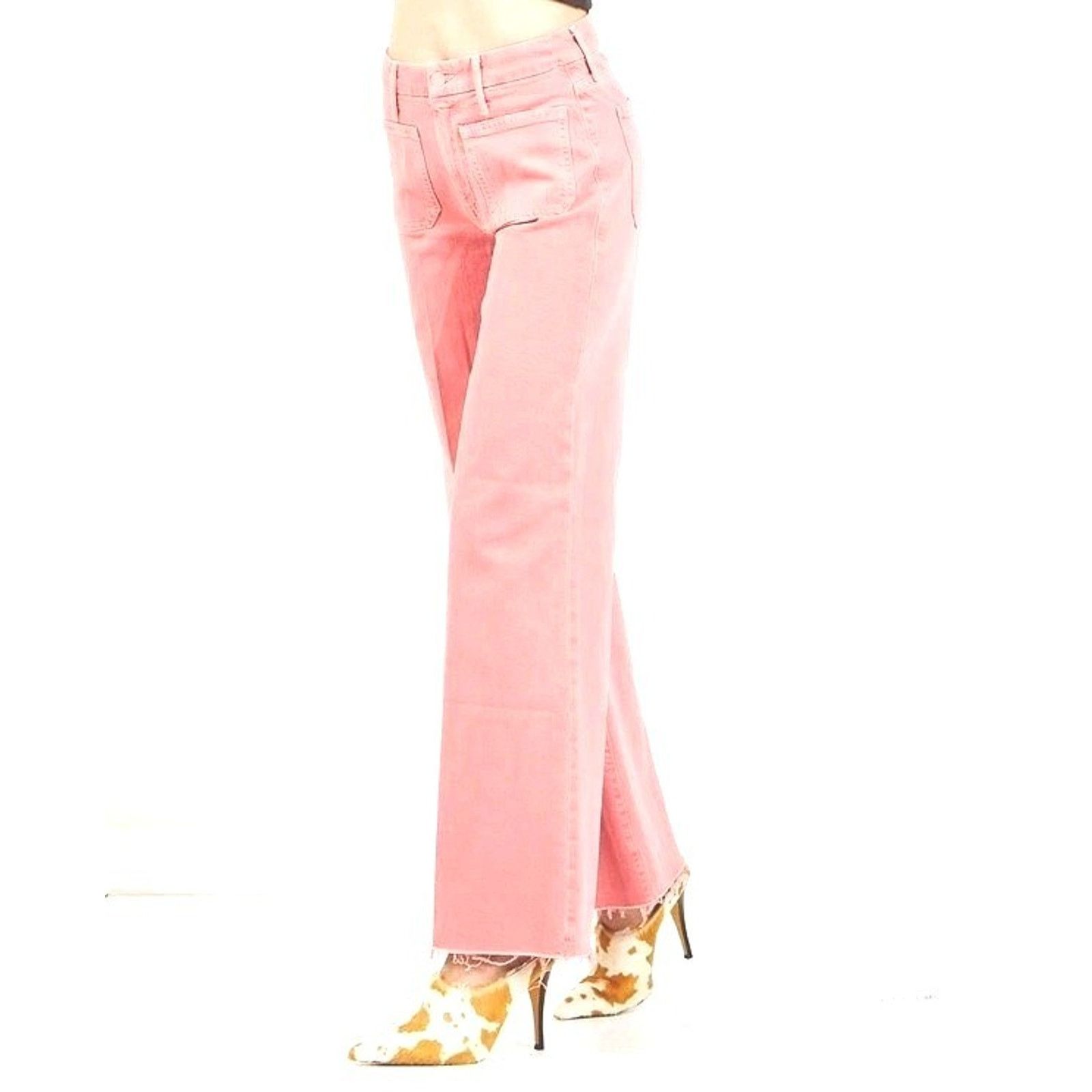 MOTHER Mother Patch Pocket Roller Ankle Fray Wide Leg Geranium 26 Size 26" / US 2 / IT 38 - 3 Thumbnail