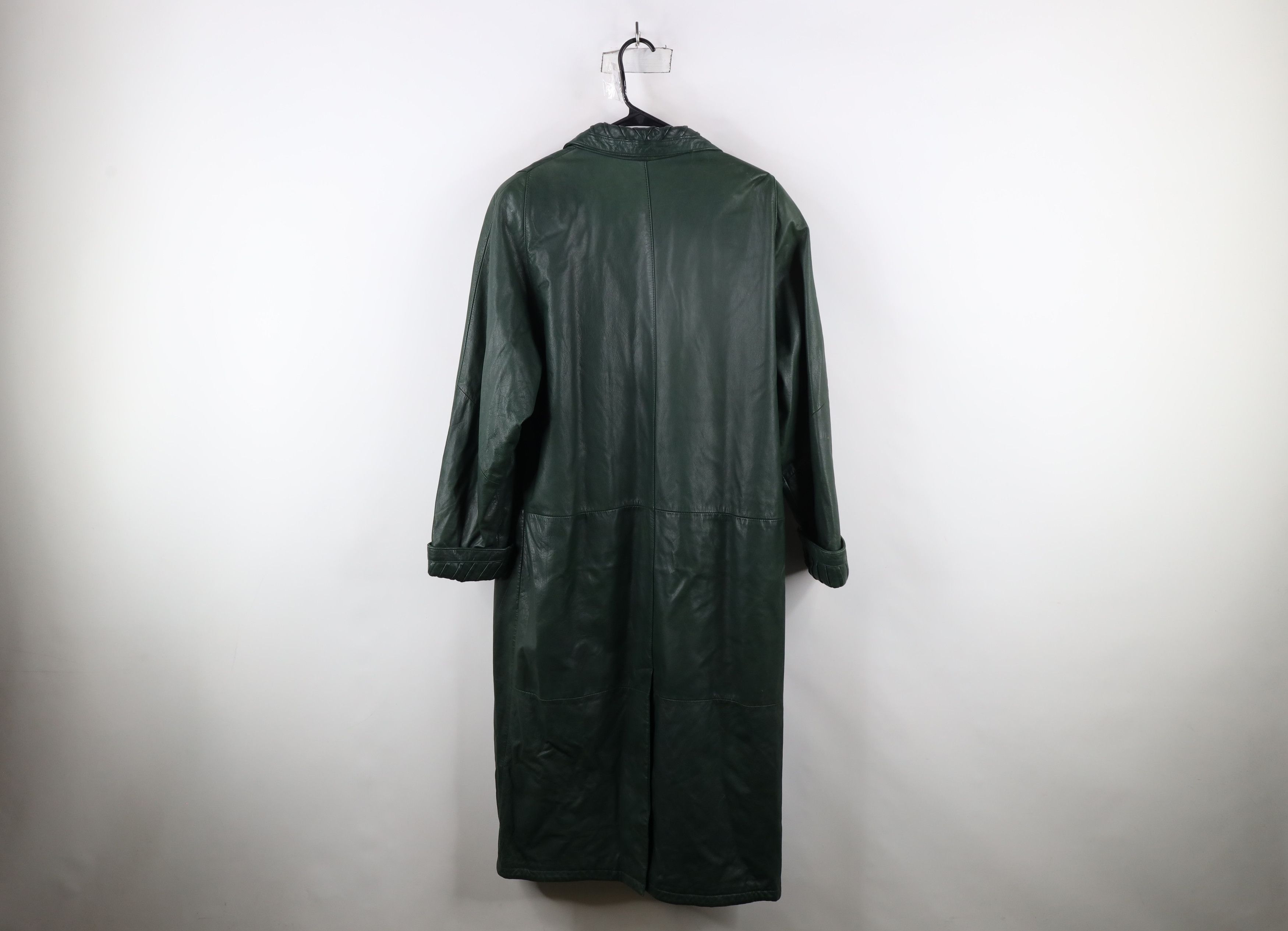 Vintage Vintage 90s Streetwear Leather Full Length Trench Coat Green Size L / US 10 / IT 46 - 12 Thumbnail