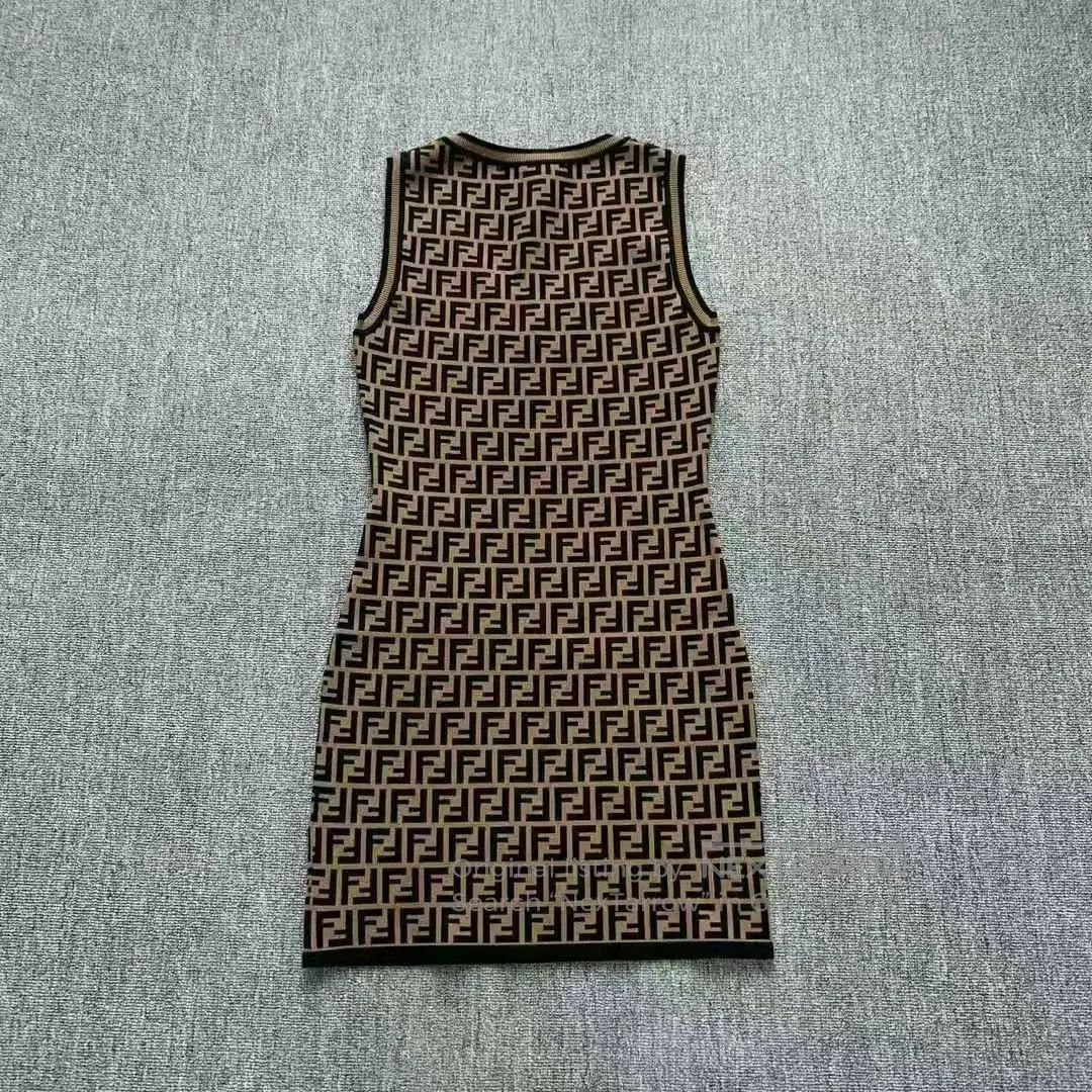 Fendi fendi double f knit dress in brown. Size L / US 10 / IT 46 - 2 Thumbnail