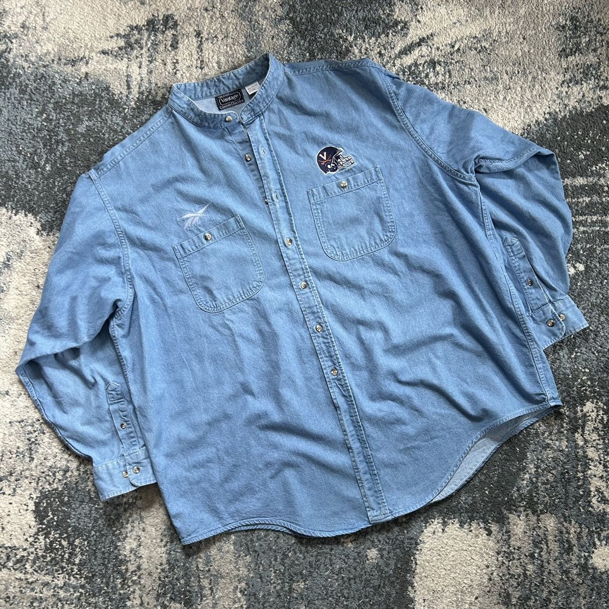 Reebok 90s UNiVERSiTY of ViRGiNiA CAVALiERS FOOTBALL DENiM MANDARiN Size US XXL / EU 58 / 5 - 13 Thumbnail