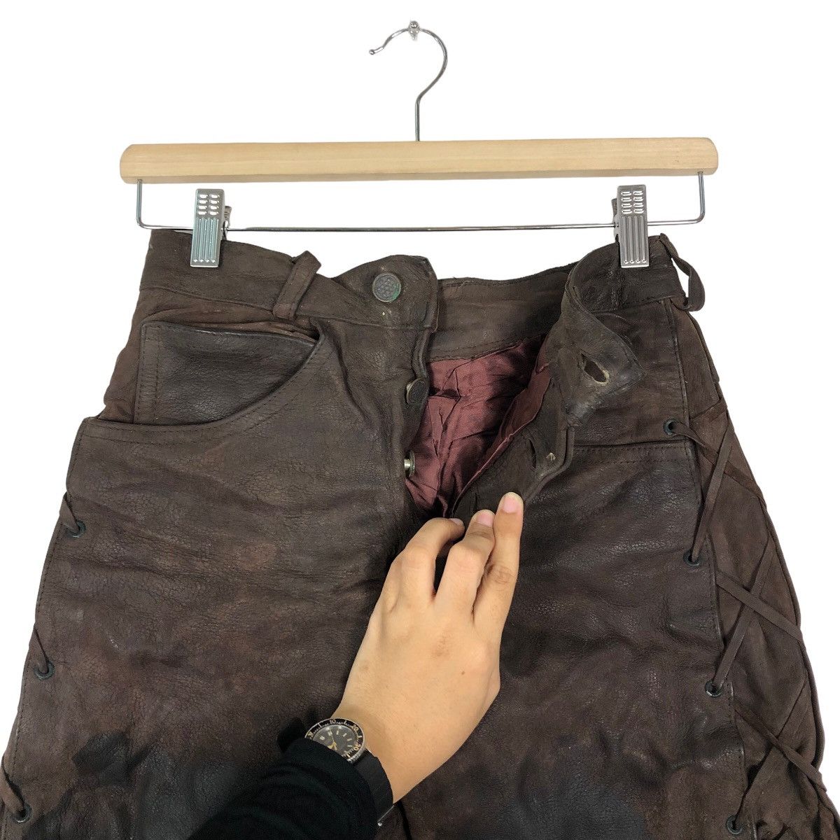 Genuine Leather 🔥Rare Bondage Parachute Biker Genuine Leather Pants Japan Size US 26 / EU 42 - 9 Thumbnail