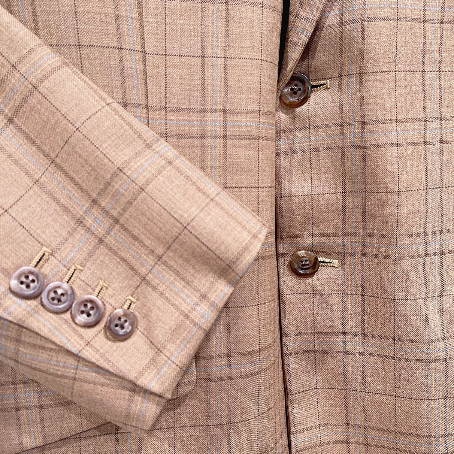 Holland & Sherry Holland & Sherry Bespoke Sport Coat Tan Plaid Savile Ro 38R Size 38R - 3 Thumbnail