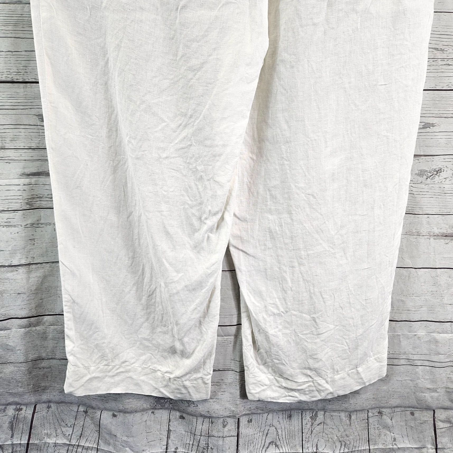 Tommy Bahama Tommy Bahama Womens Cropped Linen Pants Sz 10 Wide Leg White High Rise Linen Pants Girls Womens Size 32" / US 10 / IT 46 - 5 Thumbnail
