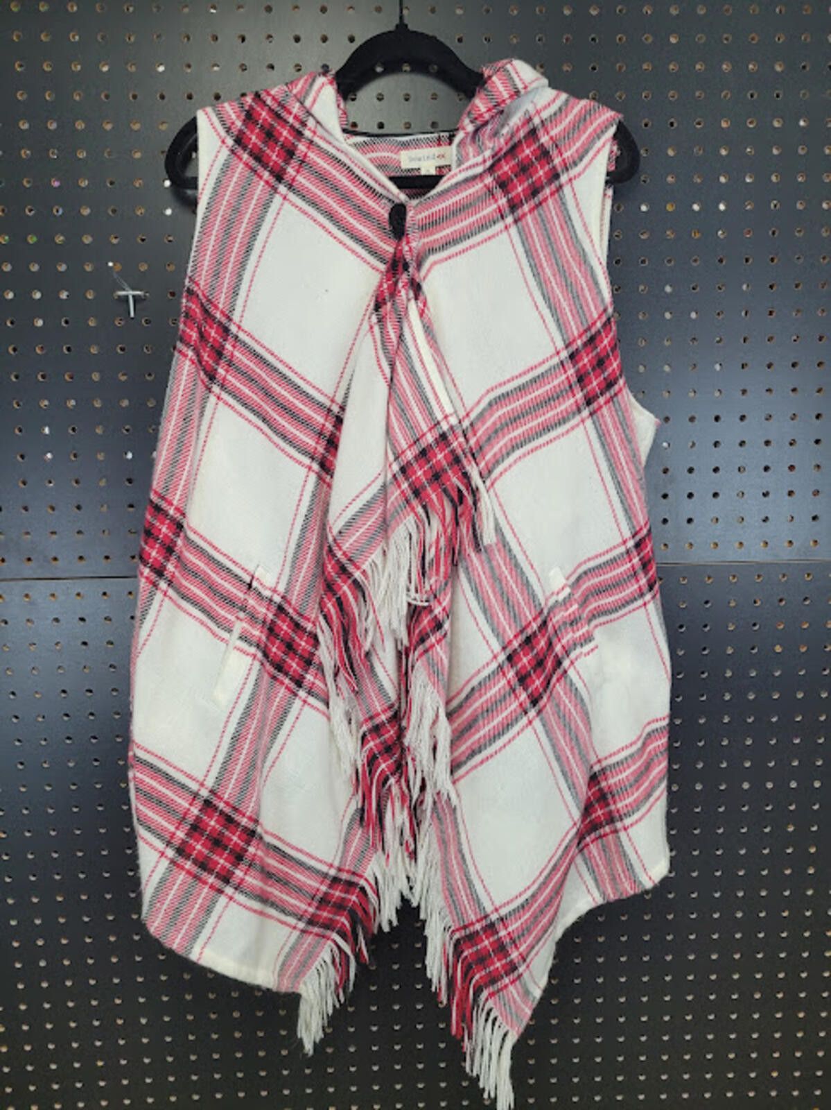 Reindee Lusion Rewind Hooded Plaid Poncho Flyaway Vest with Fringe Trim Size XL / US 12-14 / IT 48-50 - 1 Thumbnail