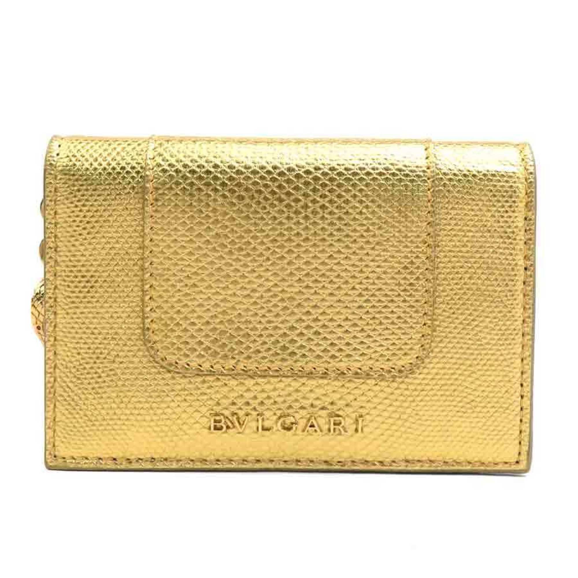 Bvlgari BVLGARI Serpenti Business Card Case, Embossed Leather/Metal, Gold, Unisex, e61384j Size ONE SIZE - 1 Thumbnail