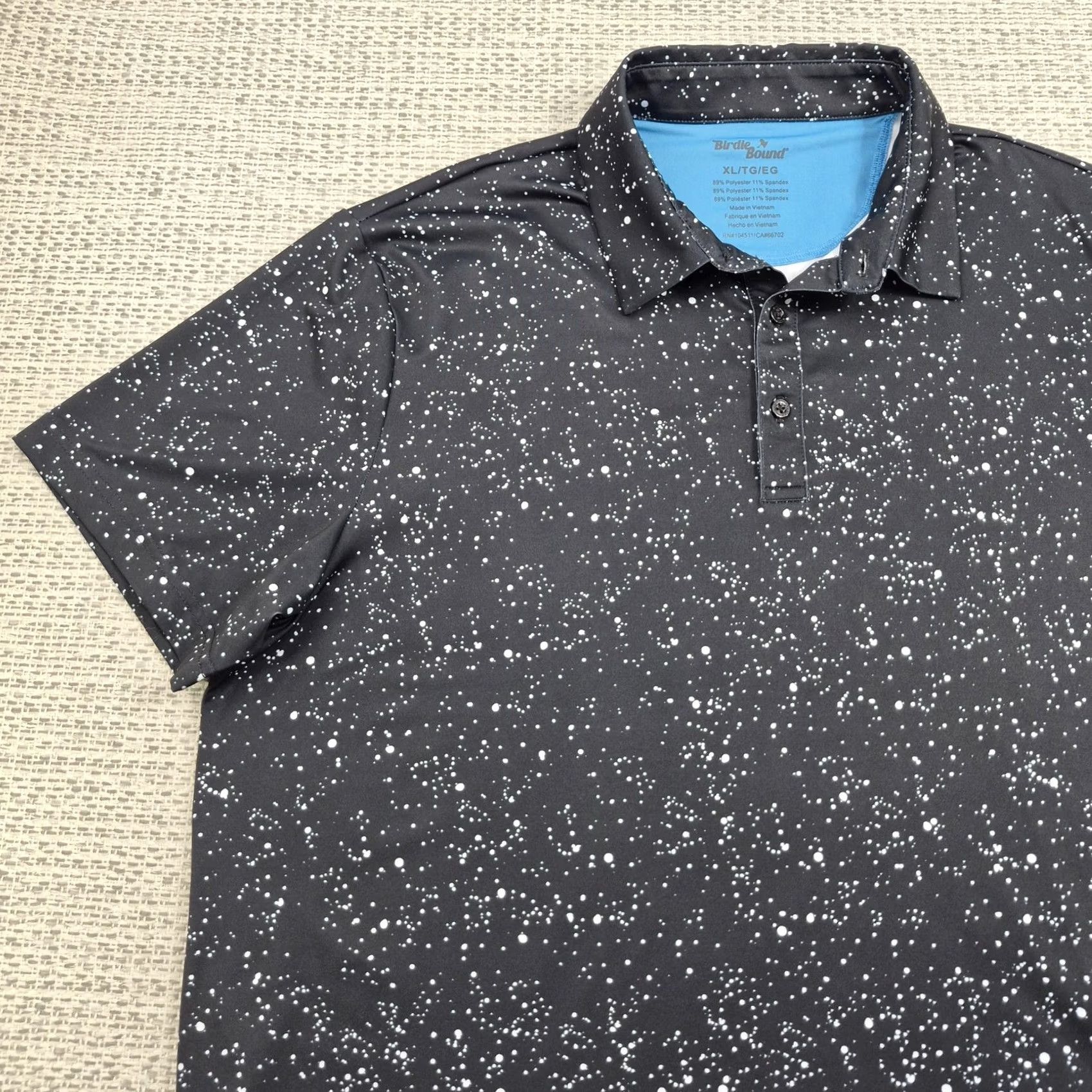 Vintage Birdie Bound Polo Shirt Mens XL Black Speckle Print Golf Performance Stretch Shirt Size US XL / EU 56 / 4 - 3 Thumbnail