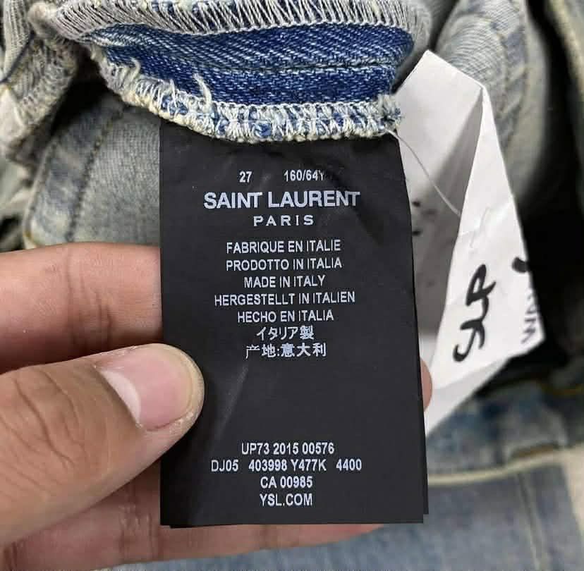 Saint Laurent Paris Crash Denim Light Wash Jeans Size US 29 - 5 Thumbnail