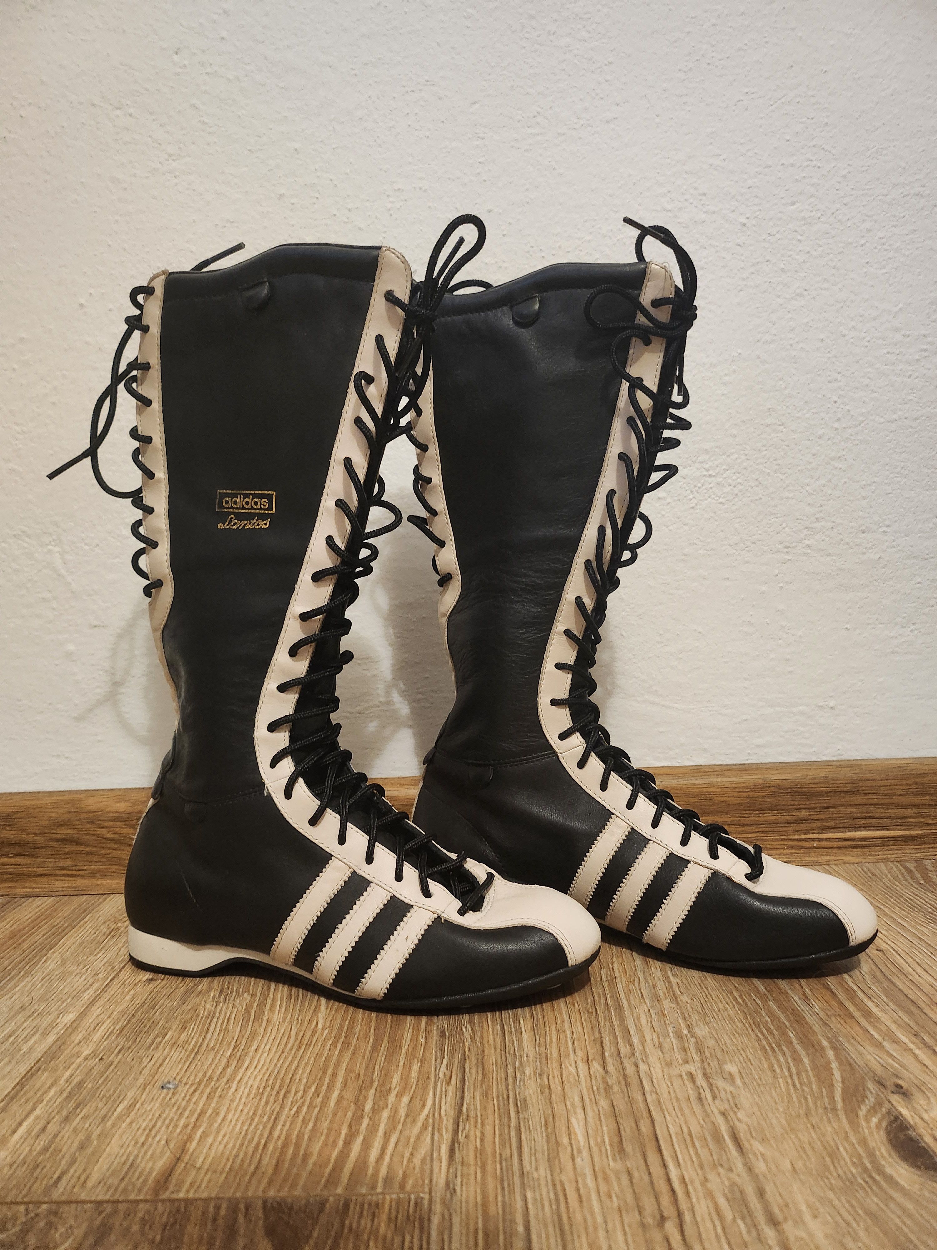 Adidas Adidas Santos boots leather knee high boxing black and white Size US 5.5 / IT 35.5 - 2 Thumbnail