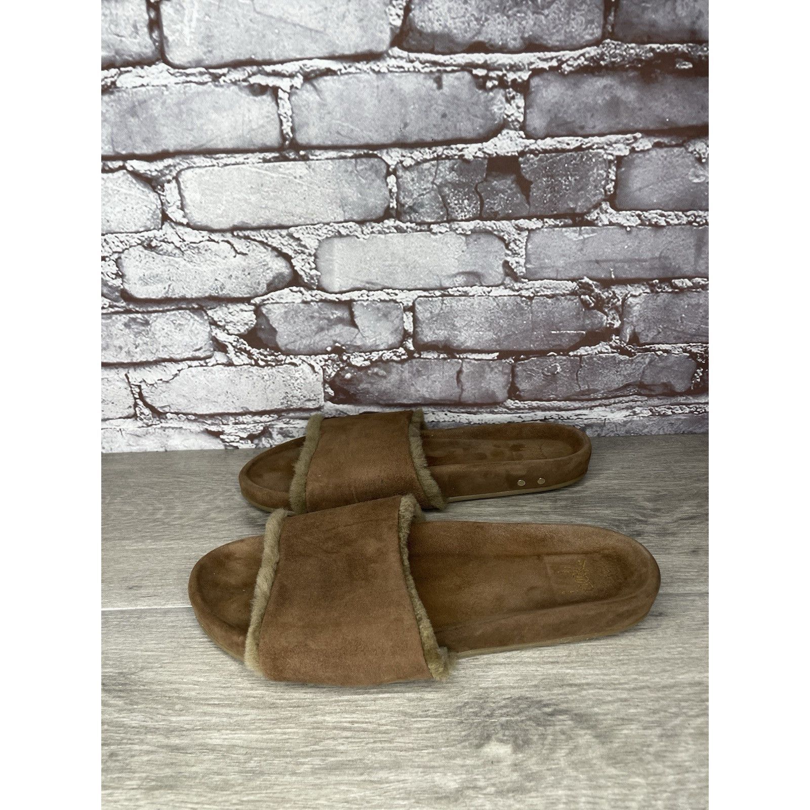 beek Beek Brown Sherpa Lining Brown Suede Leather Slides Sandals Size US 10 / IT 40 - 18 Thumbnail