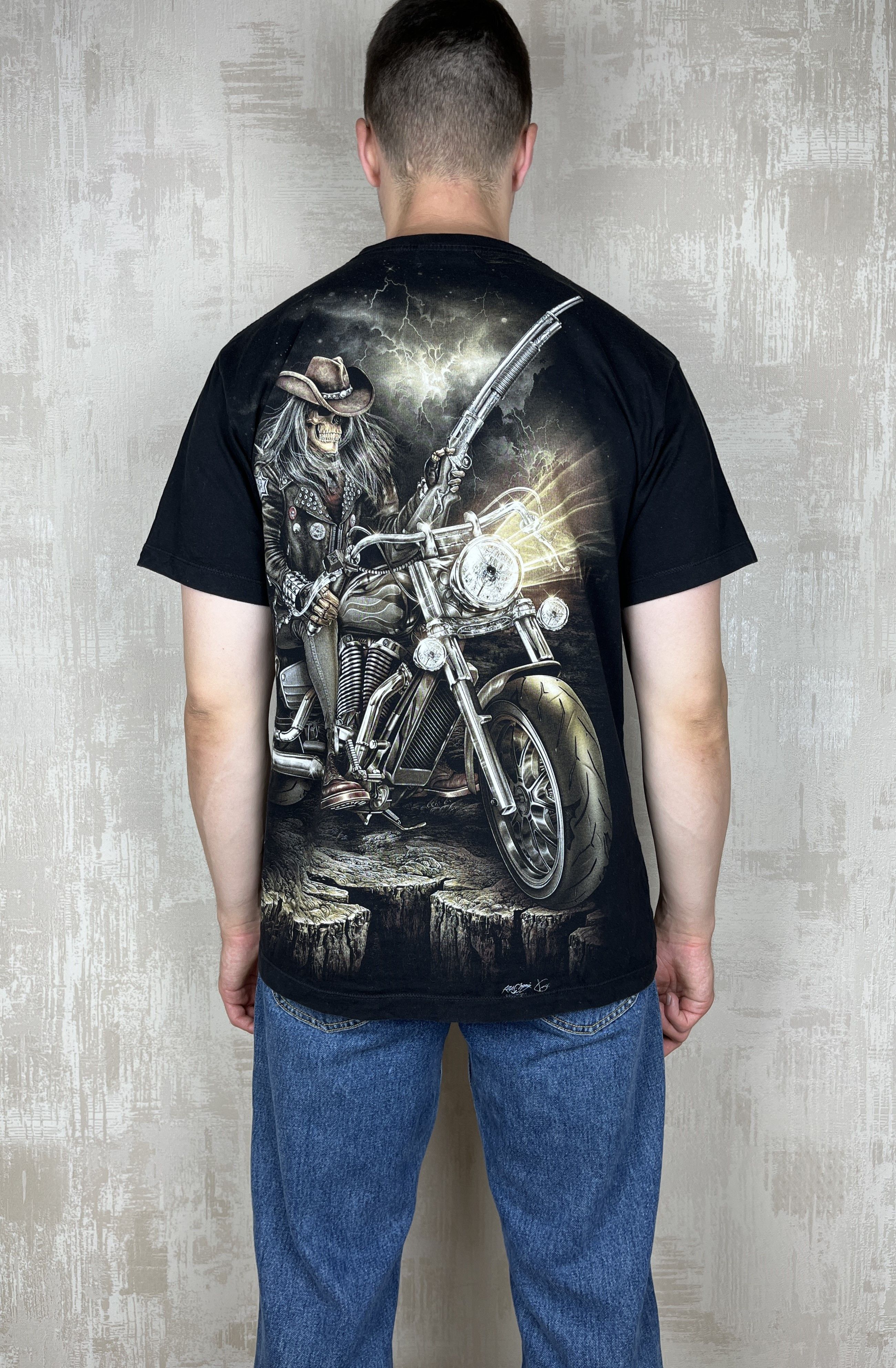 Vintage Rock Chang Skull Biker Motorcycle Chopper Vintage T-shirt Size US L / EU 52-54 / 3 - 3 Thumbnail