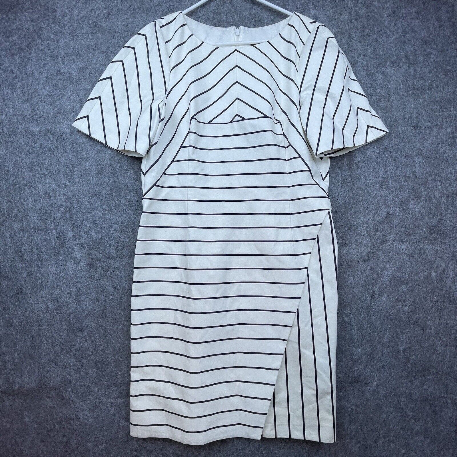 Karen Millen Dress Womens 10 White Navy Striped Nautical