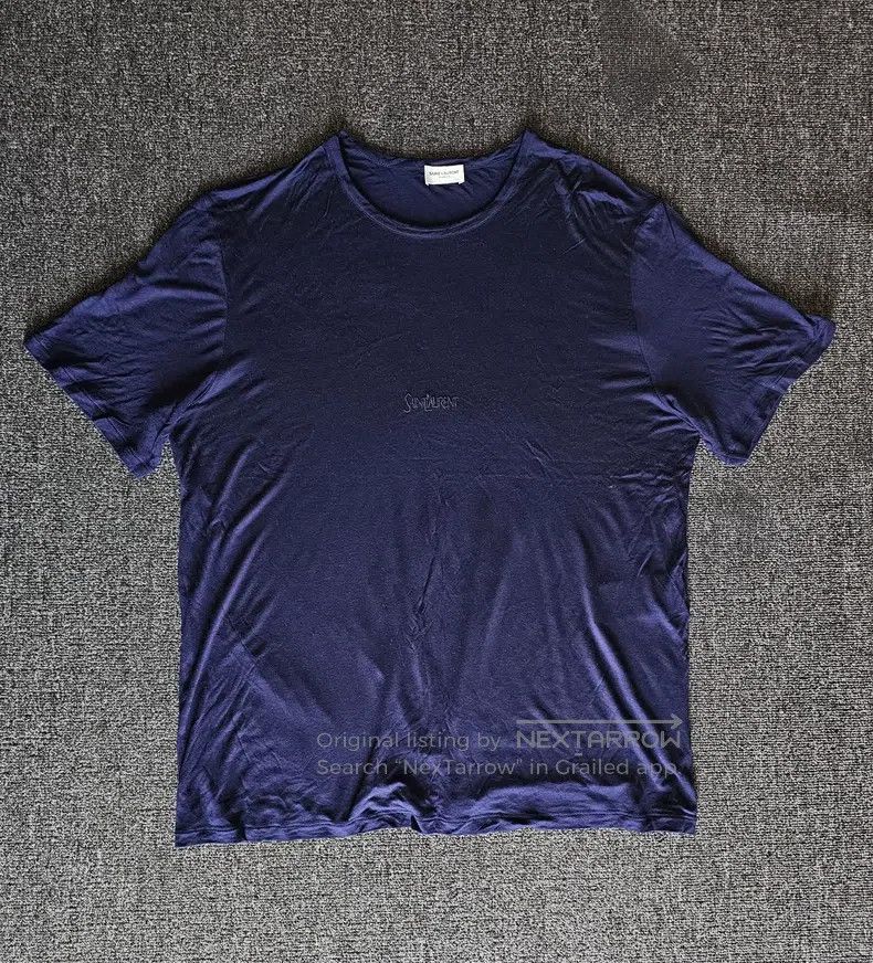 Saint Laurent Paris Saint Laurent Paris Navy Blue Short Sleeve T-Shirt i Size US XXL / EU 58 / 5 - 1 Thumbnail