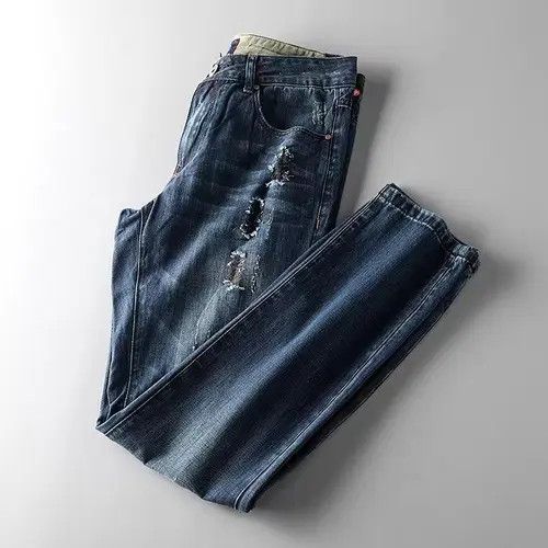 Jean Covered Ripped Straight Leg Wash Denim Trousers Size US 32 / EU 48 - 5 Thumbnail