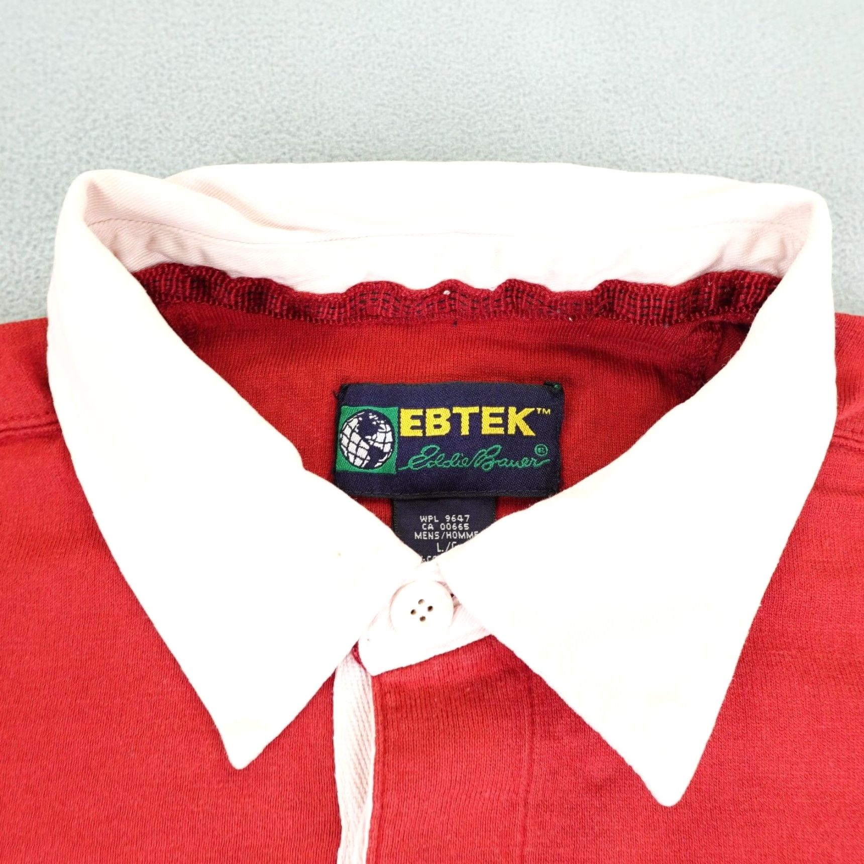 Eddie Bauer VINTAGE Eddie Bauer Polo Shirt Mens L Red Gray White EB Tek Rugby Contrast Polo Shirt 90s Outdoor Mens Size US L / EU 52-54 / 3 - 2 Thumbnail