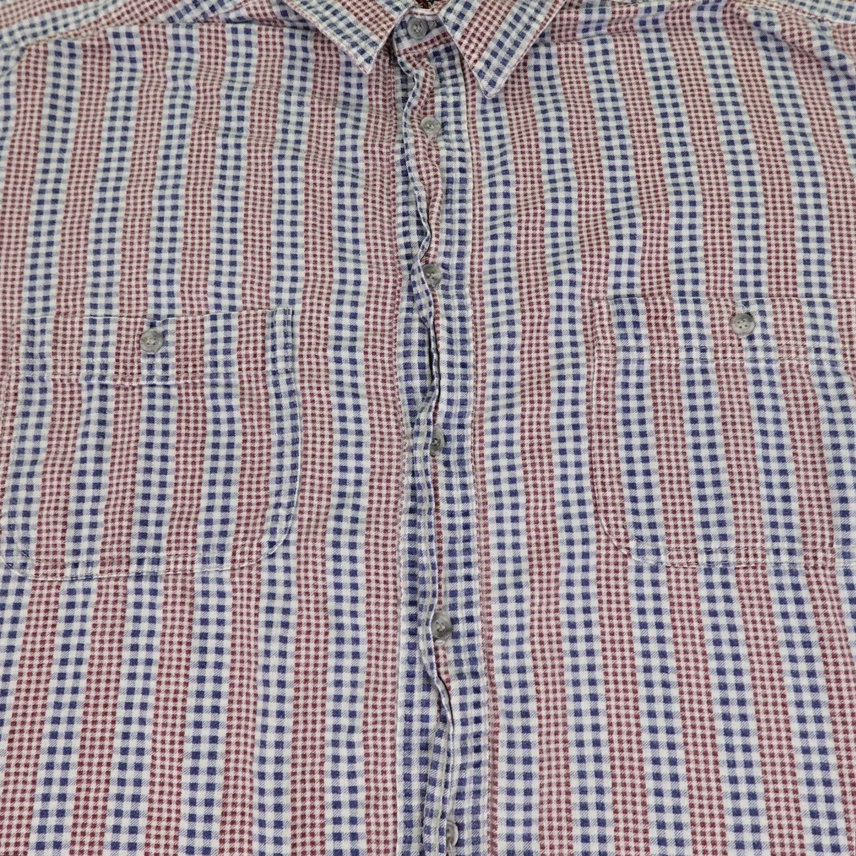 Guess VINTAGE GUESS Shirt Large Blue Red Plaid Flannel Button-Up 90s Workwear Mens Size US L / EU 52-54 / 3 - 3 Thumbnail