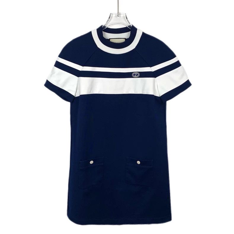 Gucci Gucci Blue Double G Striped Dress Size M / US 6-8 / IT 42-44 - 1 Thumbnail
