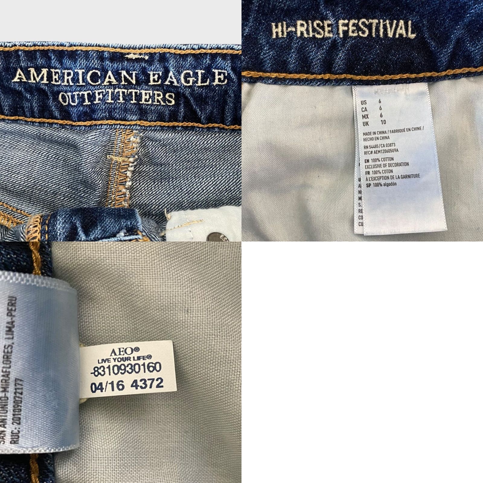 Vintage American Eagle Shorts Women's 6 Blue Denim High-Waisted Festival Distressed Jean Size 28" / US 6 / IT 42 - 8 Thumbnail