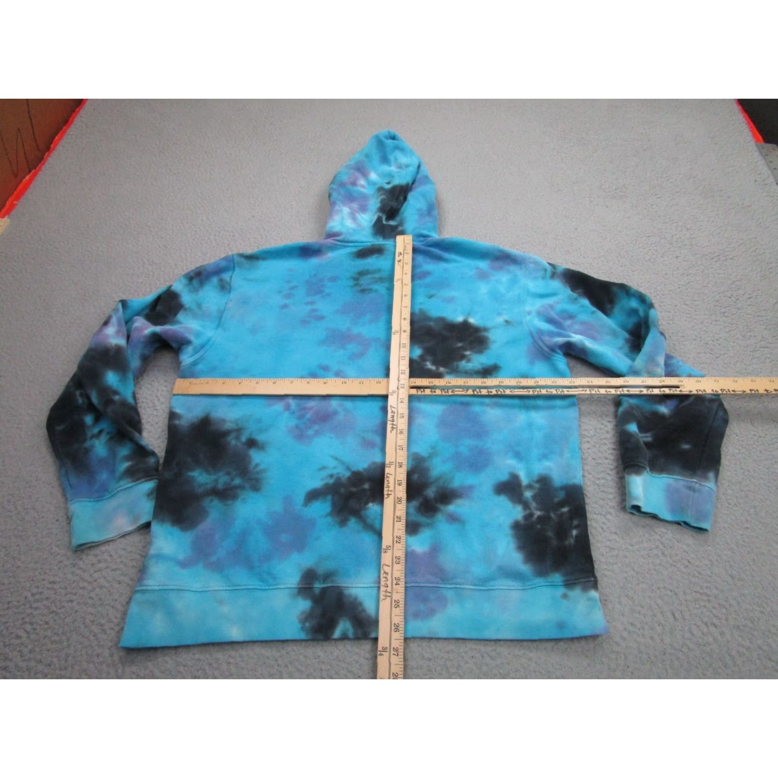 RVCA RVCA Hoodie Mens Large Blue Tie Dye Pullover Surfer Skater Grunge Graphic Print Logo All Seasons Hooded Pockets Mens Regular XS? Wait Size US L / EU 52-54 / 3 - 7 Thumbnail