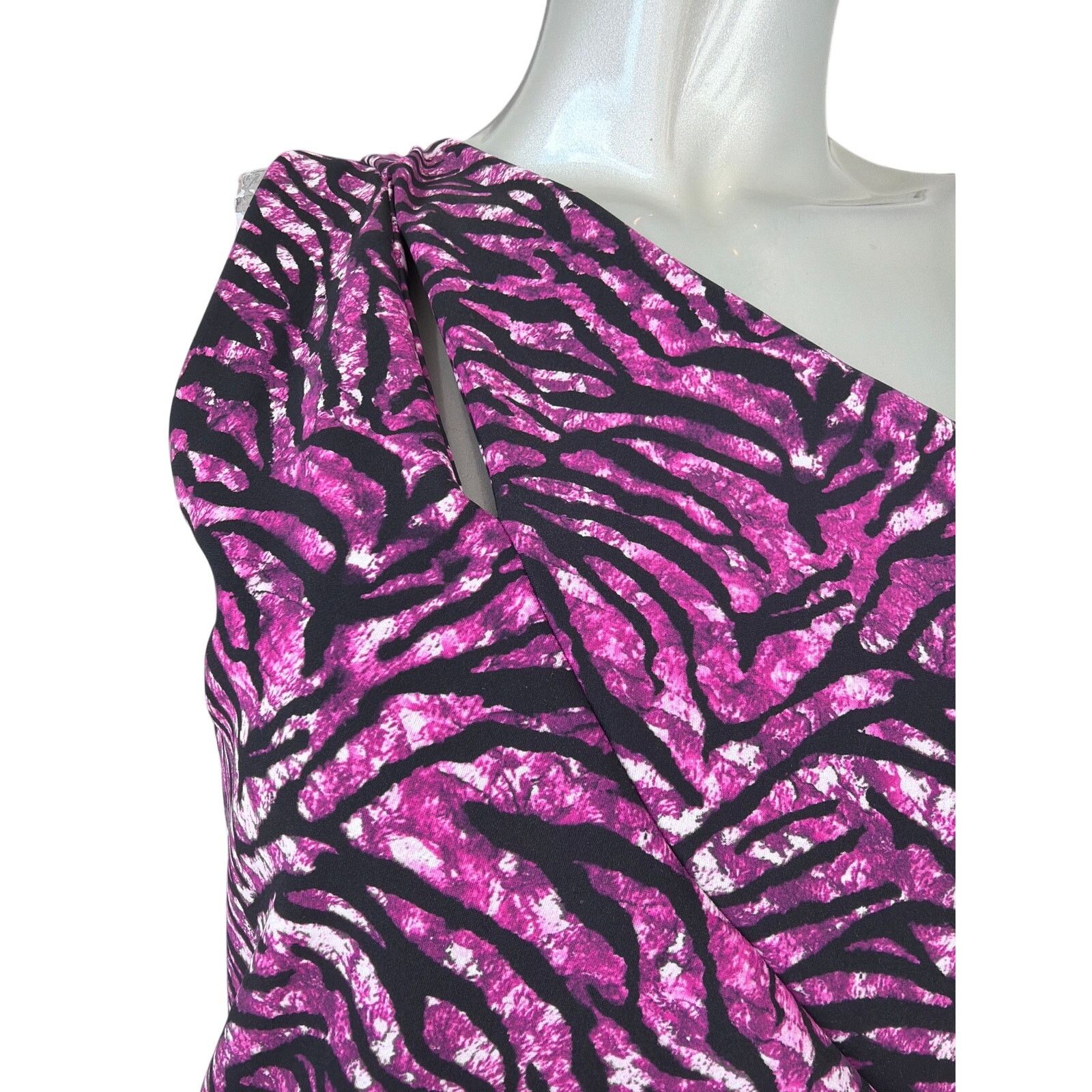 Chiara Boni Chiara Boni One Shoulder Purple Zebra Bodycon Dress 8 Size M / US 6-8 / IT 42-44 - 5 Thumbnail