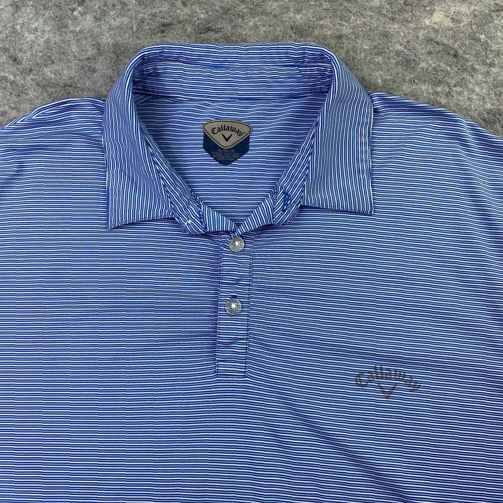 Callaway Callaway Shirt Mens XL Blue Striped Golf Polo Short Sleeve Stretch Size US XL / EU 56 / 4 - 2 Thumbnail