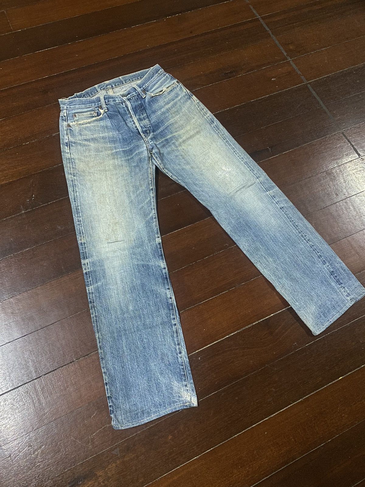 OMNIGOD Rare vintage Omnigod Distressed orenge Selvedge Jeans rework Size US 32 / EU 48 - 2 Thumbnail