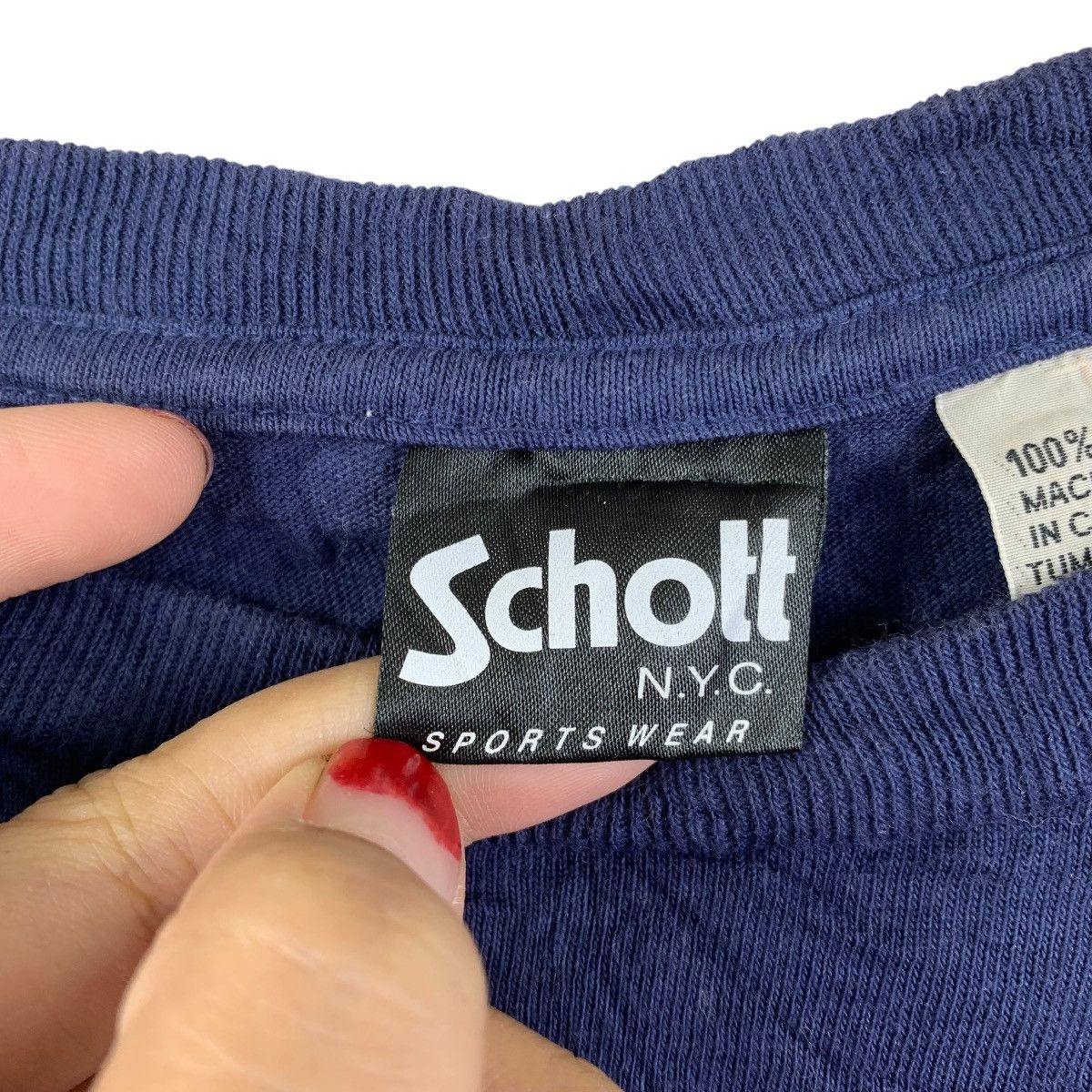 Schott Schott NYC Perfecto LS Shirt Navy Vintage Style Graphic Size US M / EU 48-50 / 2 - 3 Thumbnail