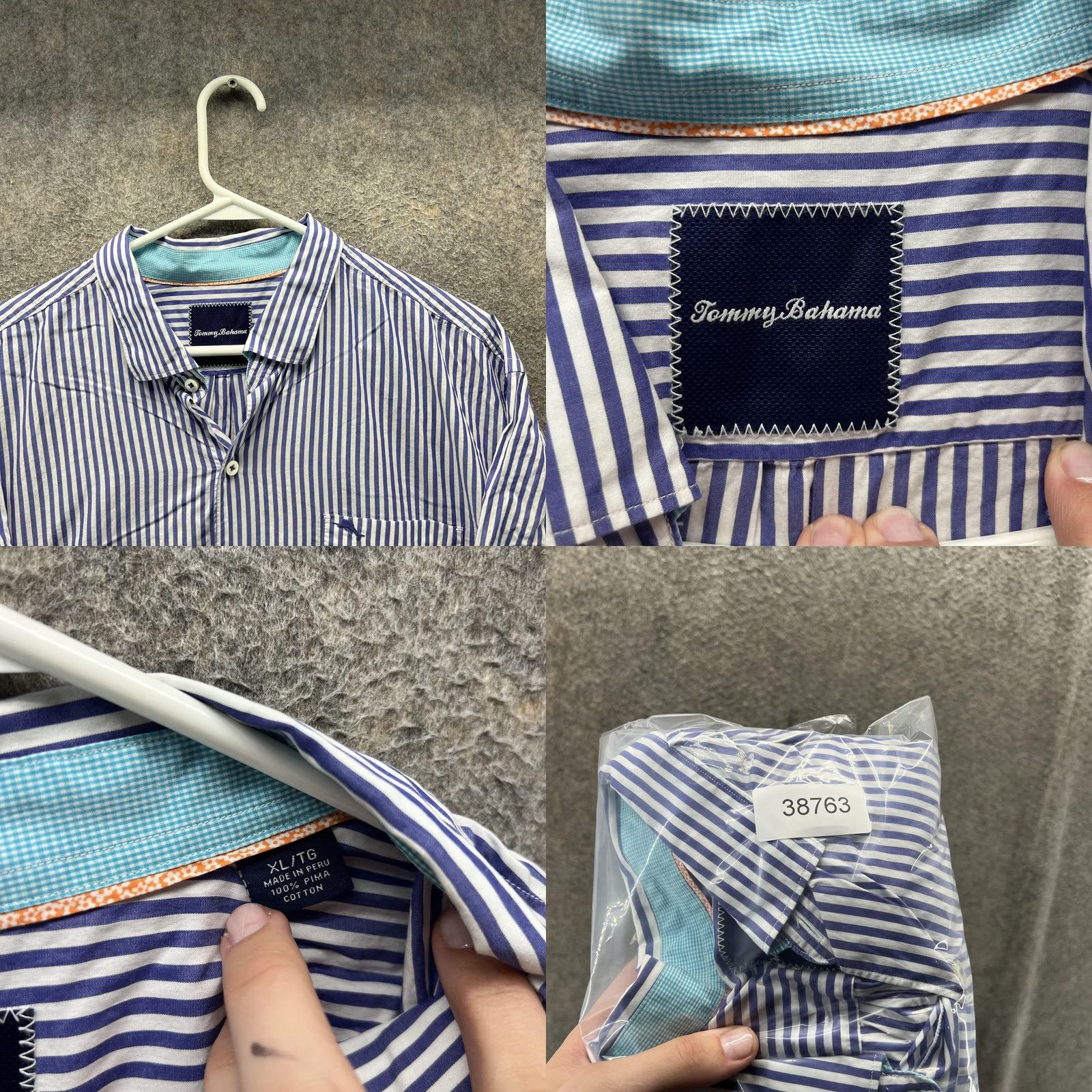 Tommy Bahama Tommy Bahama Shirt Mens XL Blue White Stripe Pima Cotton Short Sleeve Button-Up Casual Size US XL / EU 56 / 4 - 8 Thumbnail