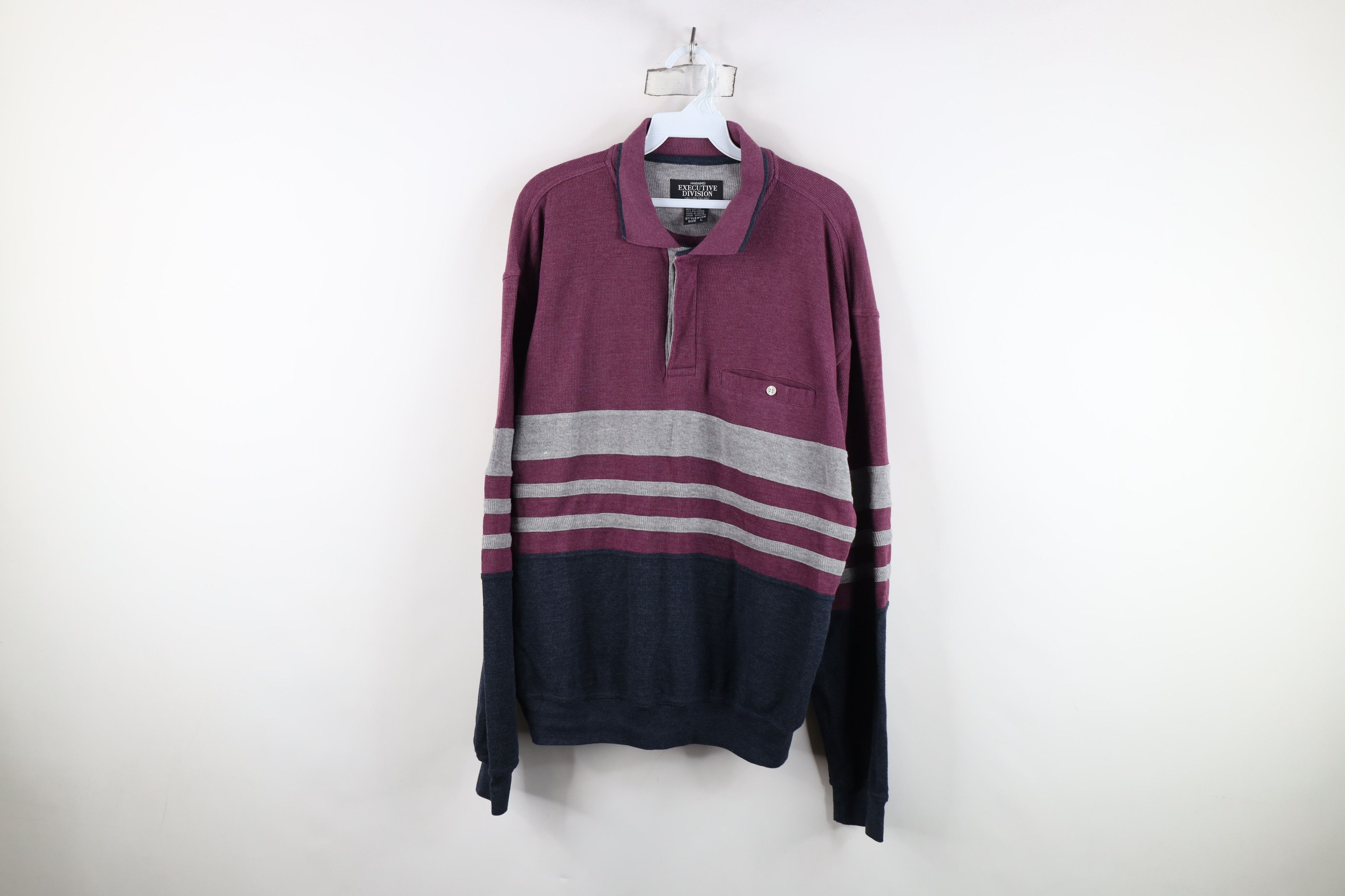 Vintage Vintage 90s Streetwear Thermal Waffle Knit Polo Shirt Size US L / EU 52-54 / 3 - 1 Thumbnail
