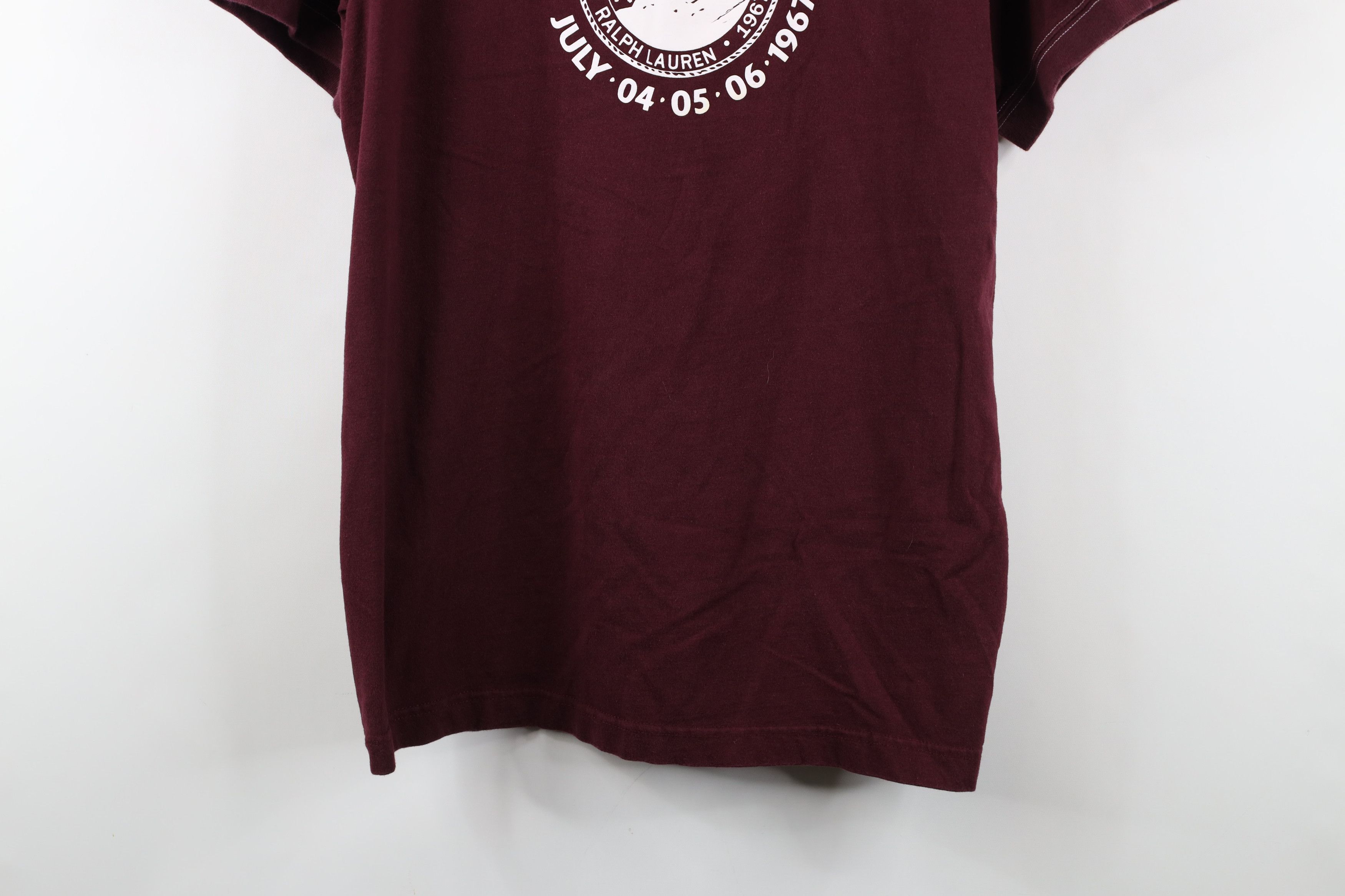 Ralph Lauren × Vintage Vintage 90s Y2K Ralph Lauren spell Surfing T-Shirt Burgundy Size US L / EU 52-54 / 3 - 3 Thumbnail