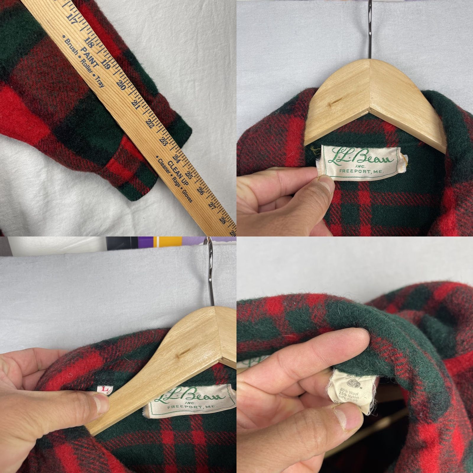 Vintage VINTAGE L.L. Bean Jacket Mens Large Red Plaid Wool Hunting 50s Overcoat Casual Workwear Fall Winter S adults? Size US L / EU 52-54 / 3 - 8 Thumbnail