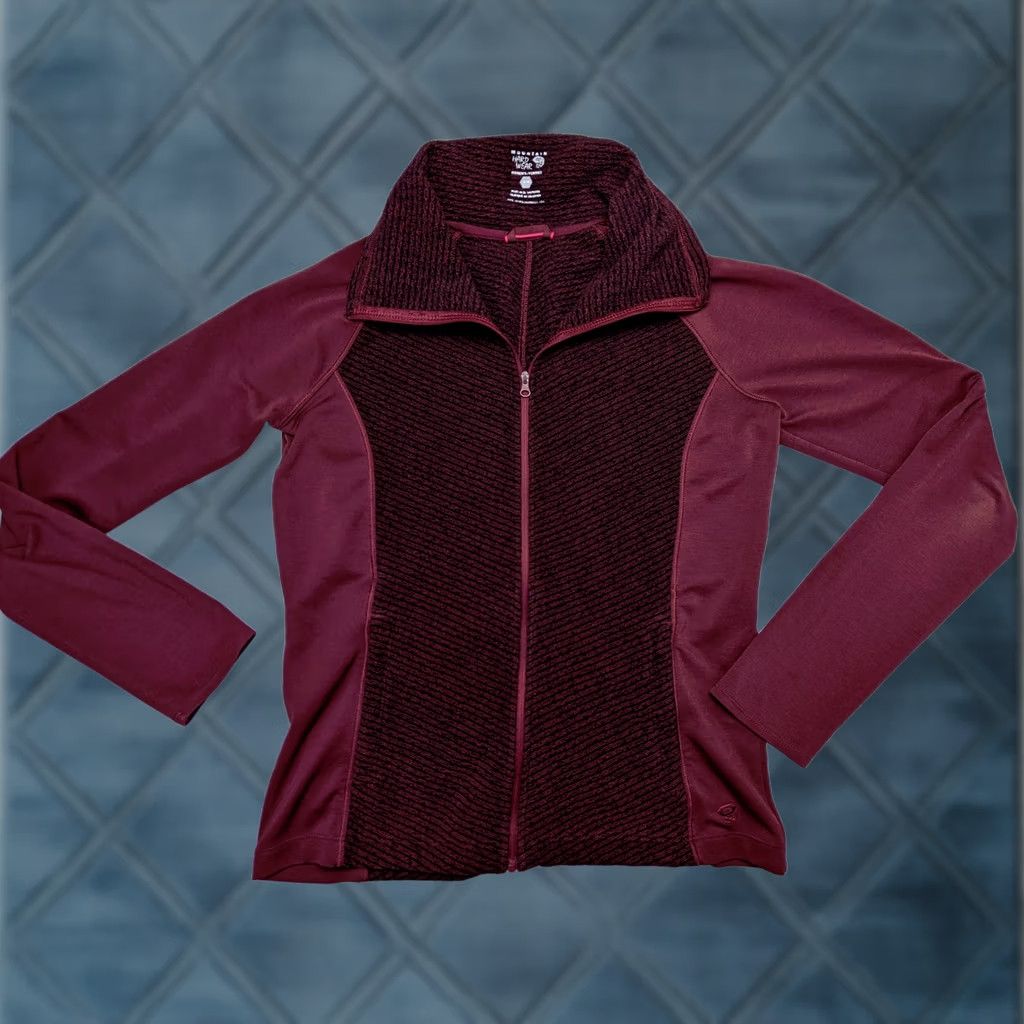 Mountain Hardwear Mountain Hardwear Womens Fleece Jacket Burgundy Black Stripe Full Zip Mock M Size M / US 6-8 / IT 42-44 - 1 Thumbnail