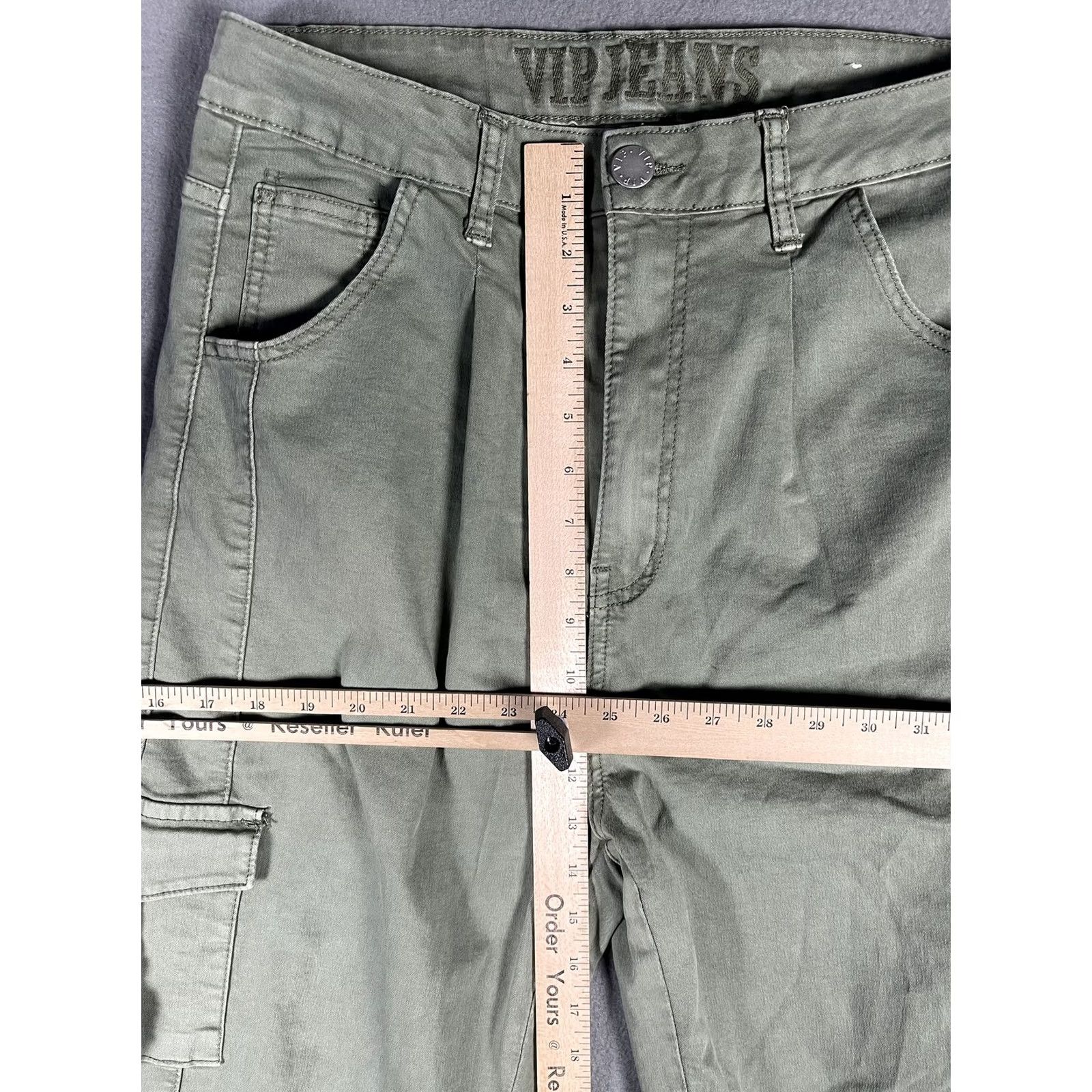Vintage VIP JEANS Cargo Pants Womens Size 15/32 Green Elastic Hem Pockets Casual Utility Size 36" / US 14 / IT 50 - 6 Thumbnail