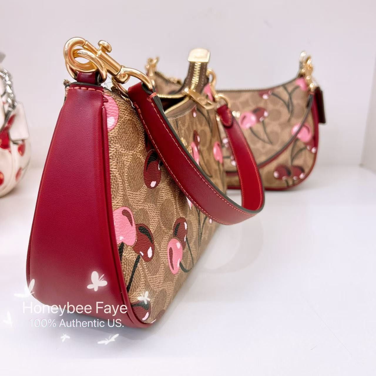 Coach Teri Shoulder Bag In Signature Canvas With Cherry CY694 Size ONE SIZE - 8 Thumbnail