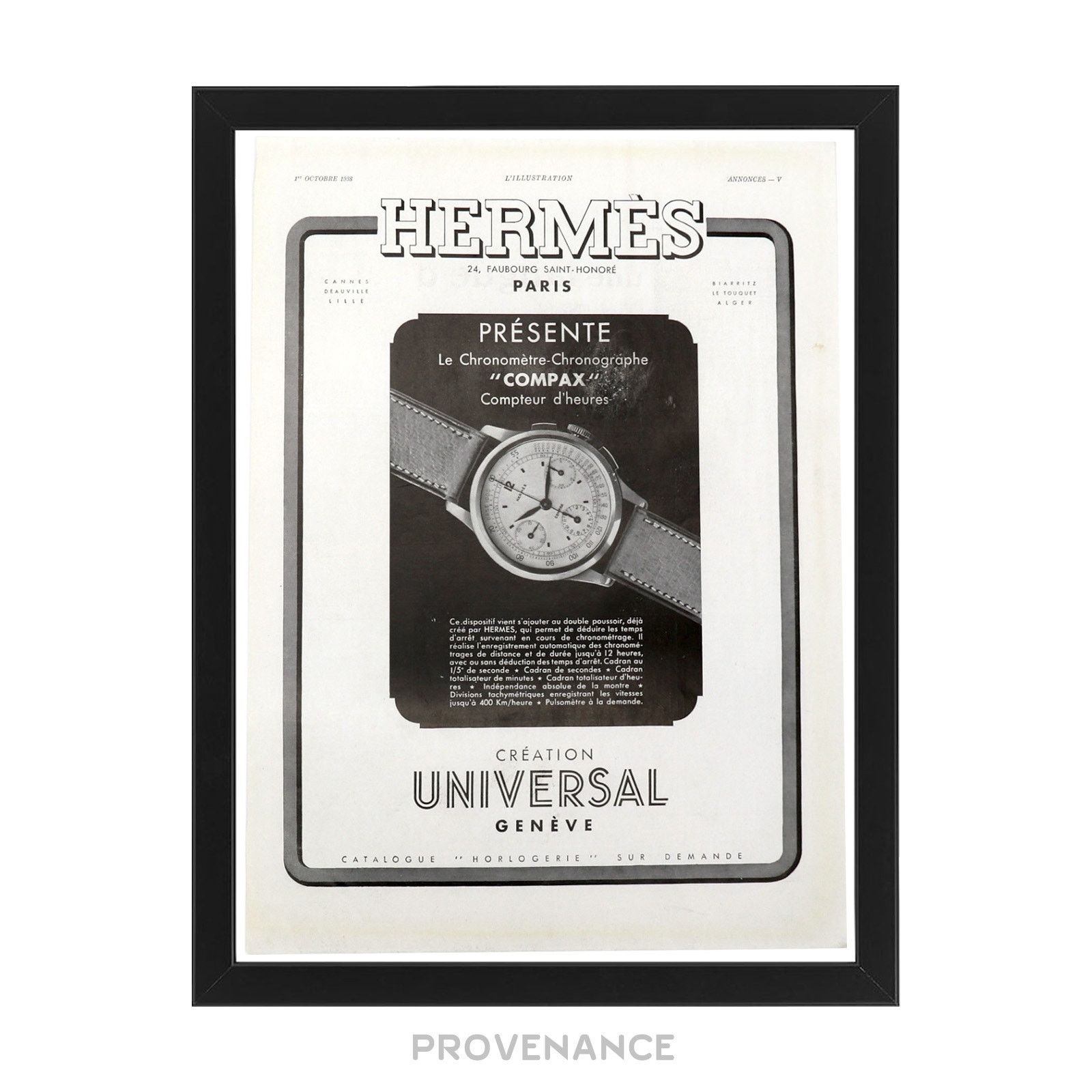 Hermes 🔴 Hermes Antique Vintage Newsprint Ad - Universal Watch Size ONE SIZE - 1 Thumbnail