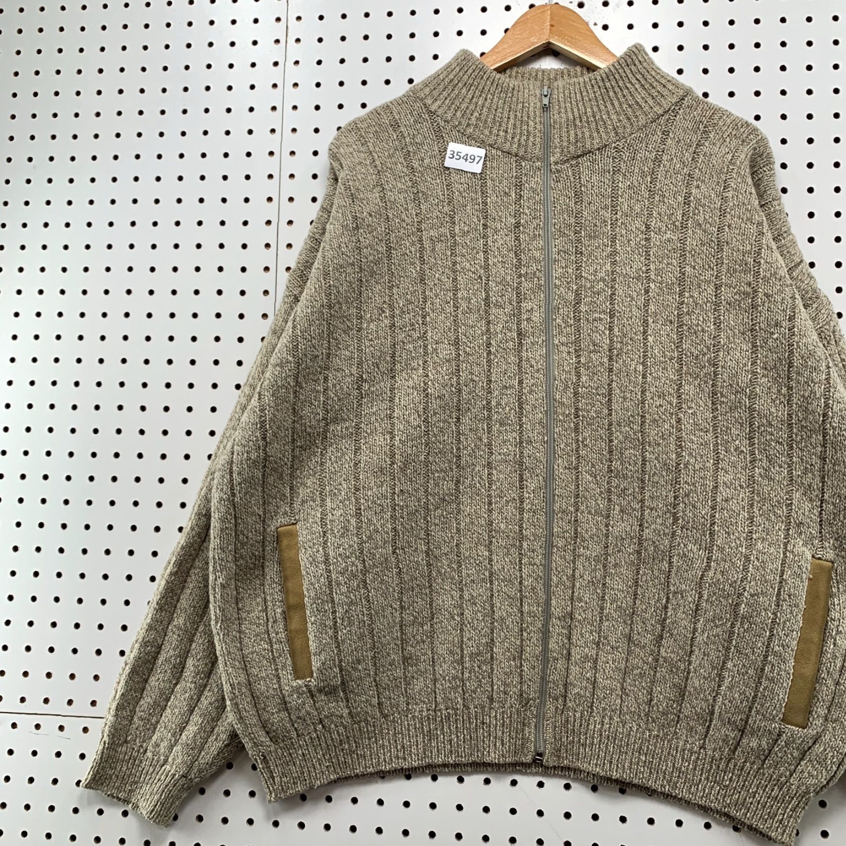 Express VINTAGE Northwest Express Sweater Shirt Men XL Beige Wool Blend Full Zip USA 90s Mens Size US XL / EU 56 / 4 - 2 Thumbnail