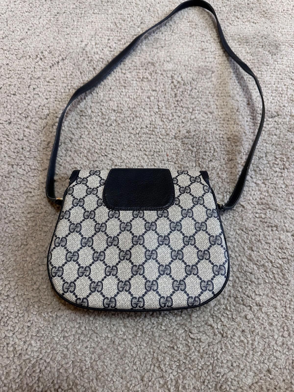 Gucci GUCCI GG Canvas Shoulder Bag PVC Leather Gray Navy Size ONE SIZE - 12 Thumbnail
