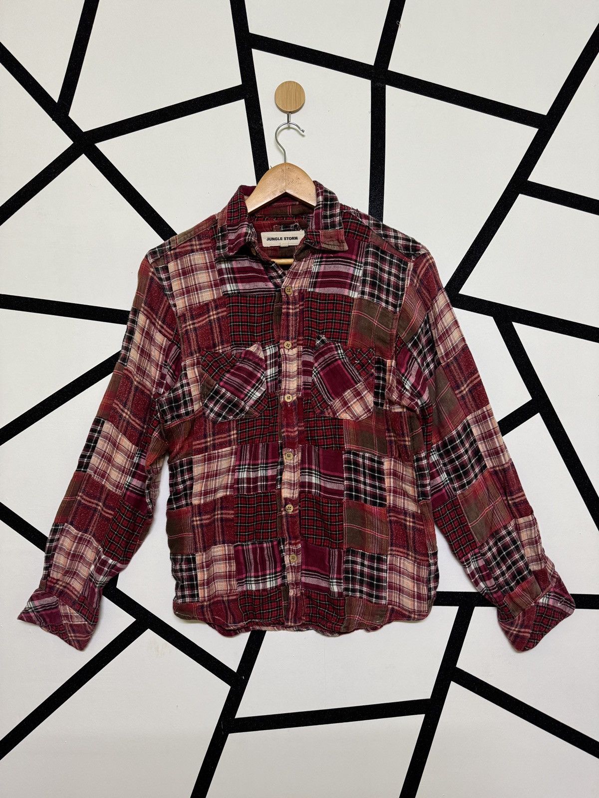 Flannel Vintage JUNGLE STORM Patchwork Rebuild Flannel Shirt Size US S / EU 44-46 / 1 - 1 Thumbnail