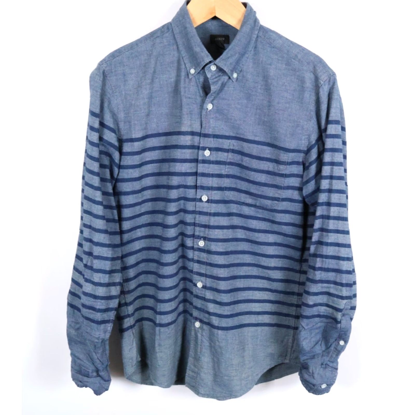 J.Crew VINTAGE J.CREW Chambray Shirt Men’s Medium Blue Striped Slim Fit Button-Down Collar Size US M / EU 48-50 / 2 - 2 Thumbnail