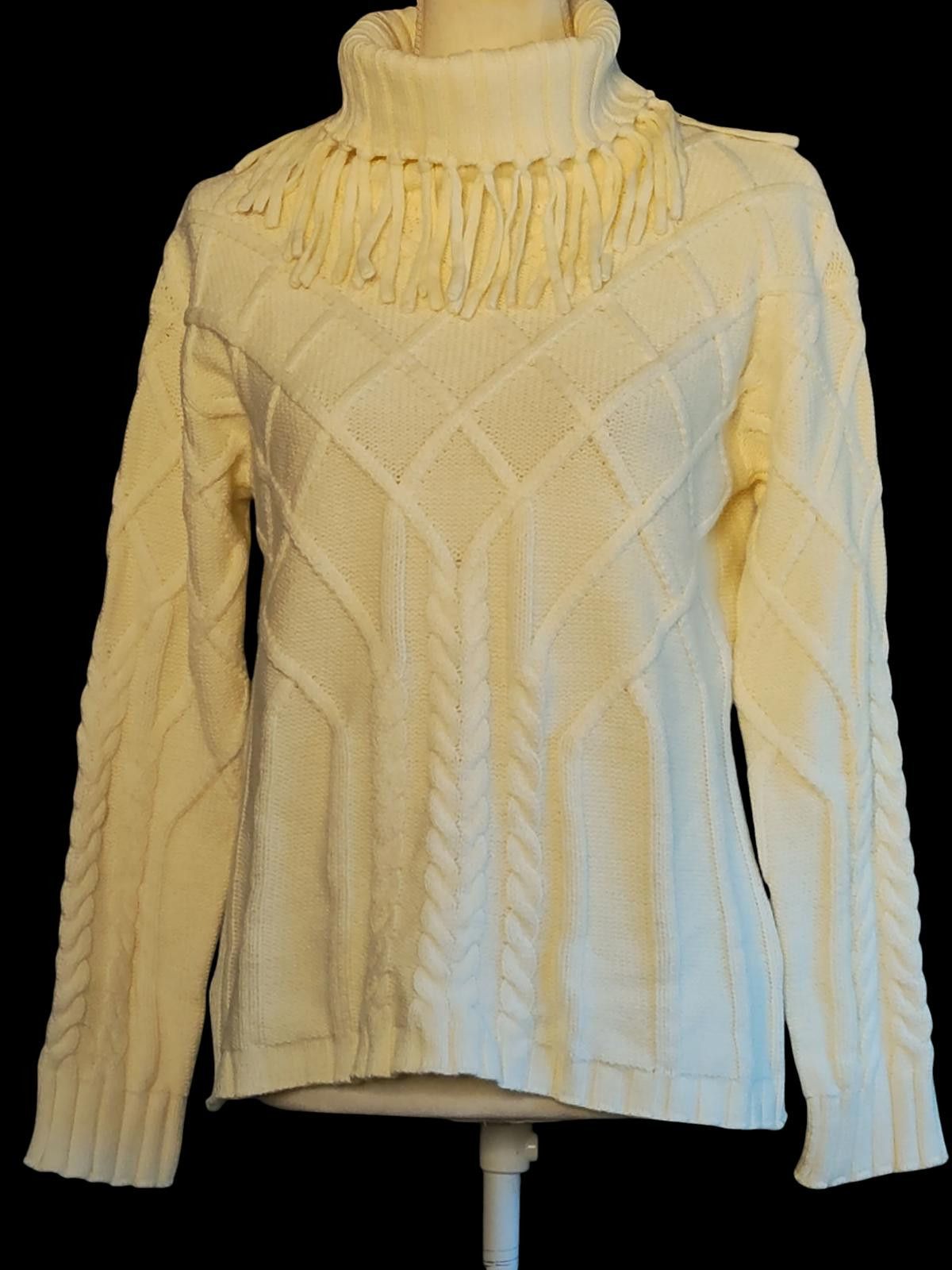 Other Draper's & Damons Women's Cream Knit Turtleneck Sweater Size M / US 6-8 / IT 42-44 - 3 Thumbnail