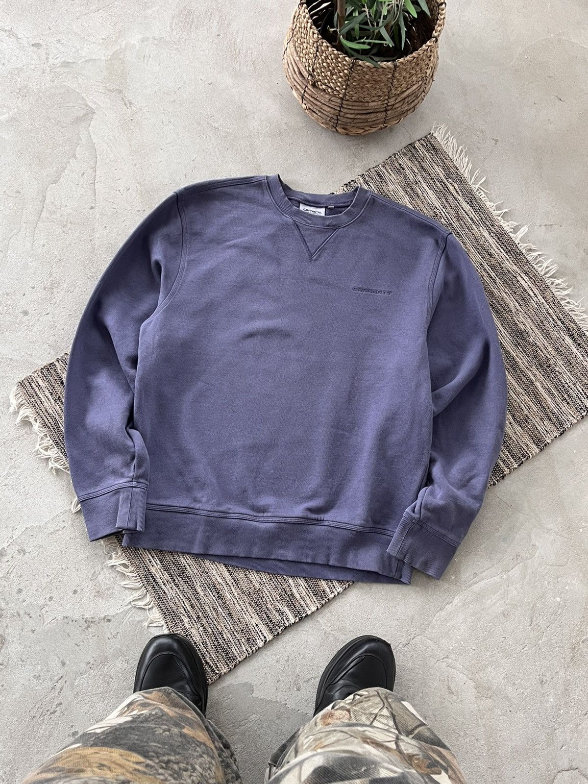Carhartt Wip Vintage Carhartt Faded Blank Purple Workwear Sweatshirt Y2K Size US L / EU 52-54 / 3 - 1 Thumbnail