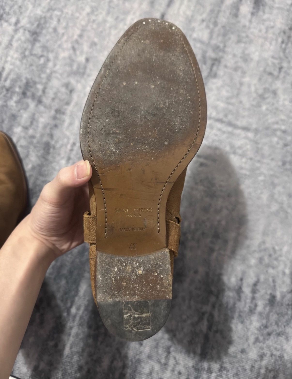 Saint Laurent Paris SLP 14SS Camel Suede Concealed Zip Ring Detail Chelsea Boots Size US 9.5 / EU 42-43 - 5 Thumbnail