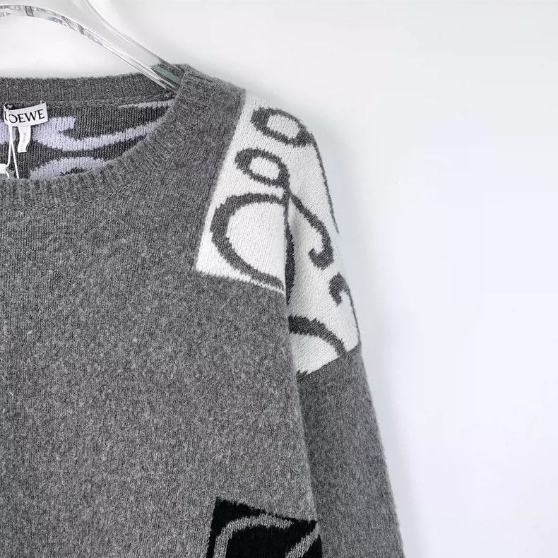 Loewe Loewe Gray logo printed wool round neck long sleeve knitte Size S / US 4 / IT 40 - 3 Thumbnail