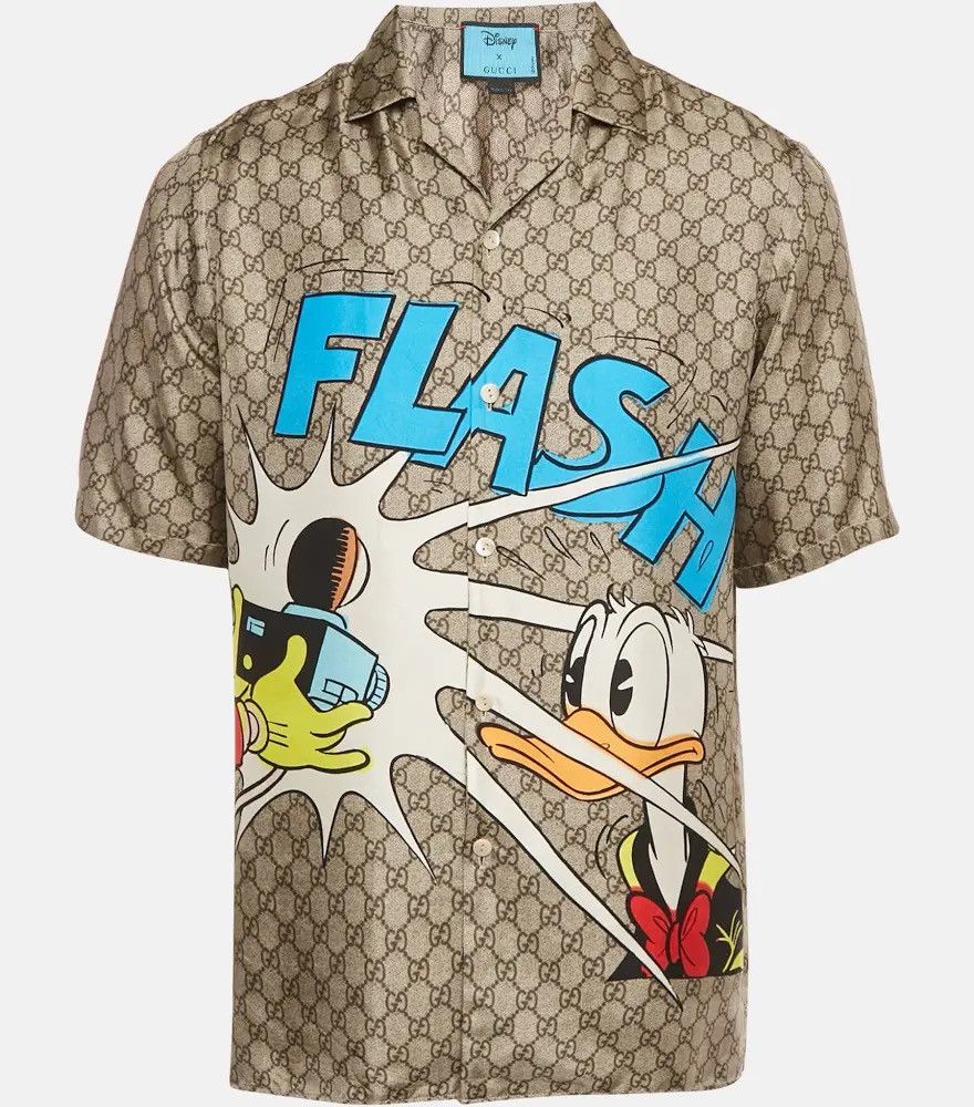 Gucci x Disney Donald Duck “Flash” GG Monogram Shirt Size 52