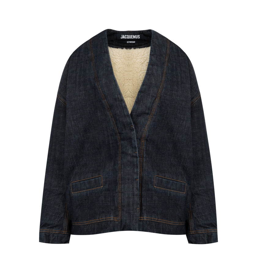 Jacquemus o1h1sh11225 Oversized Denim Cardigan in Dark Nevy Blue Size XXS / US 00 / IT 34 - 1 Thumbnail