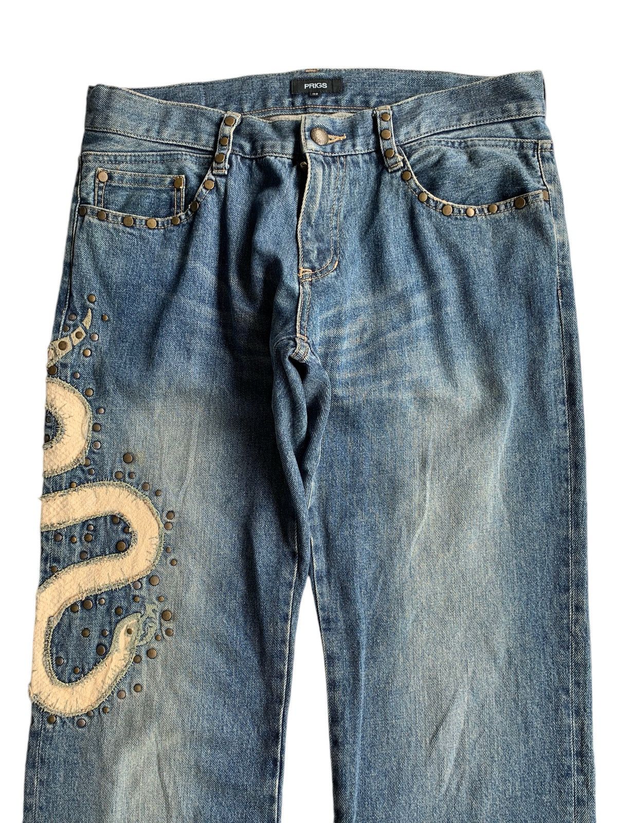 If Six Was Nine × Japanese Brand × Le Grande Bleu (L.G.B.) Punk Style Prigs snake Design Low Rise Distressed Denim☠️☠️ Size US 31 - 3 Thumbnail