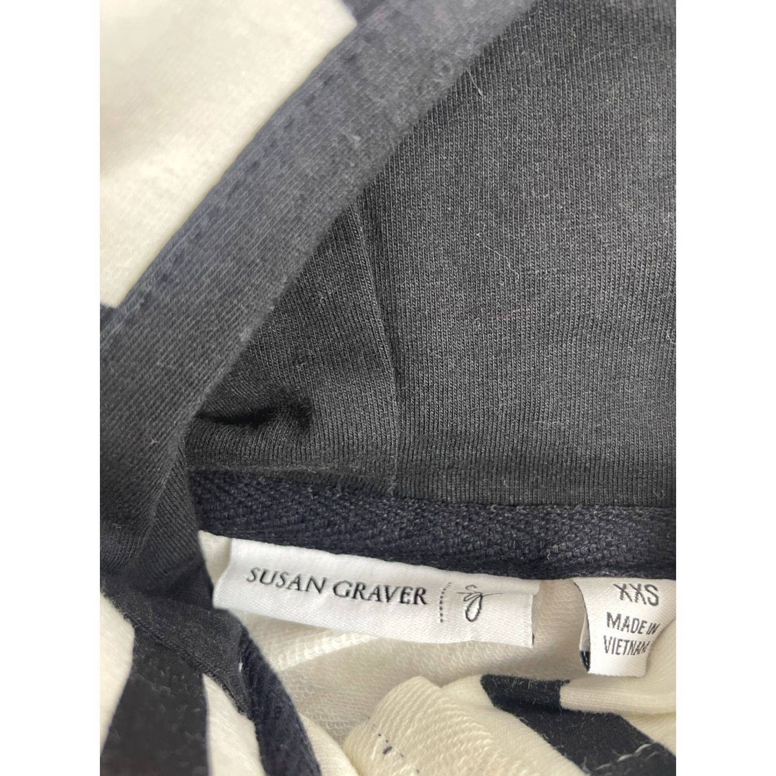 Vintage Susan Graver Sweatshirt Women's Size XXS Black Cream Stripe Hoodie Anchor Print Size XXS / US 00 / IT 34 - 7 Thumbnail